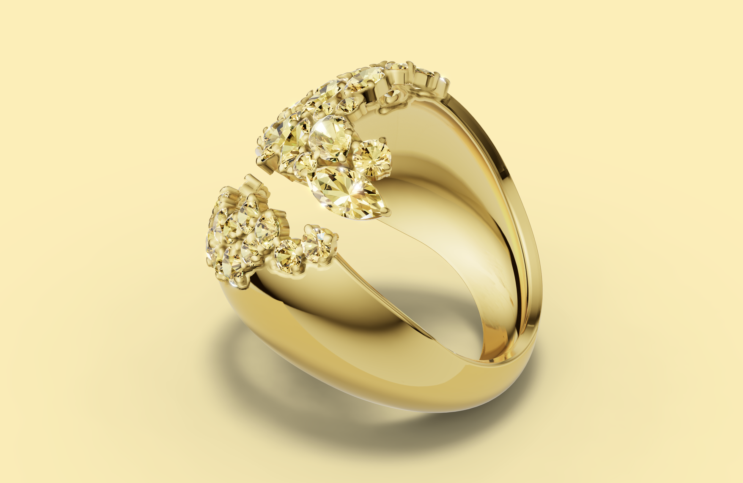 Bague en or orné de plusieurs diamants brillants.