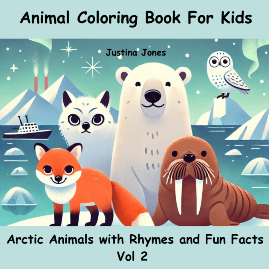 Book cover for: Animal Coloring Book For Kids, Arctic Animals With Rhymes And Fun Facts Vol. 2