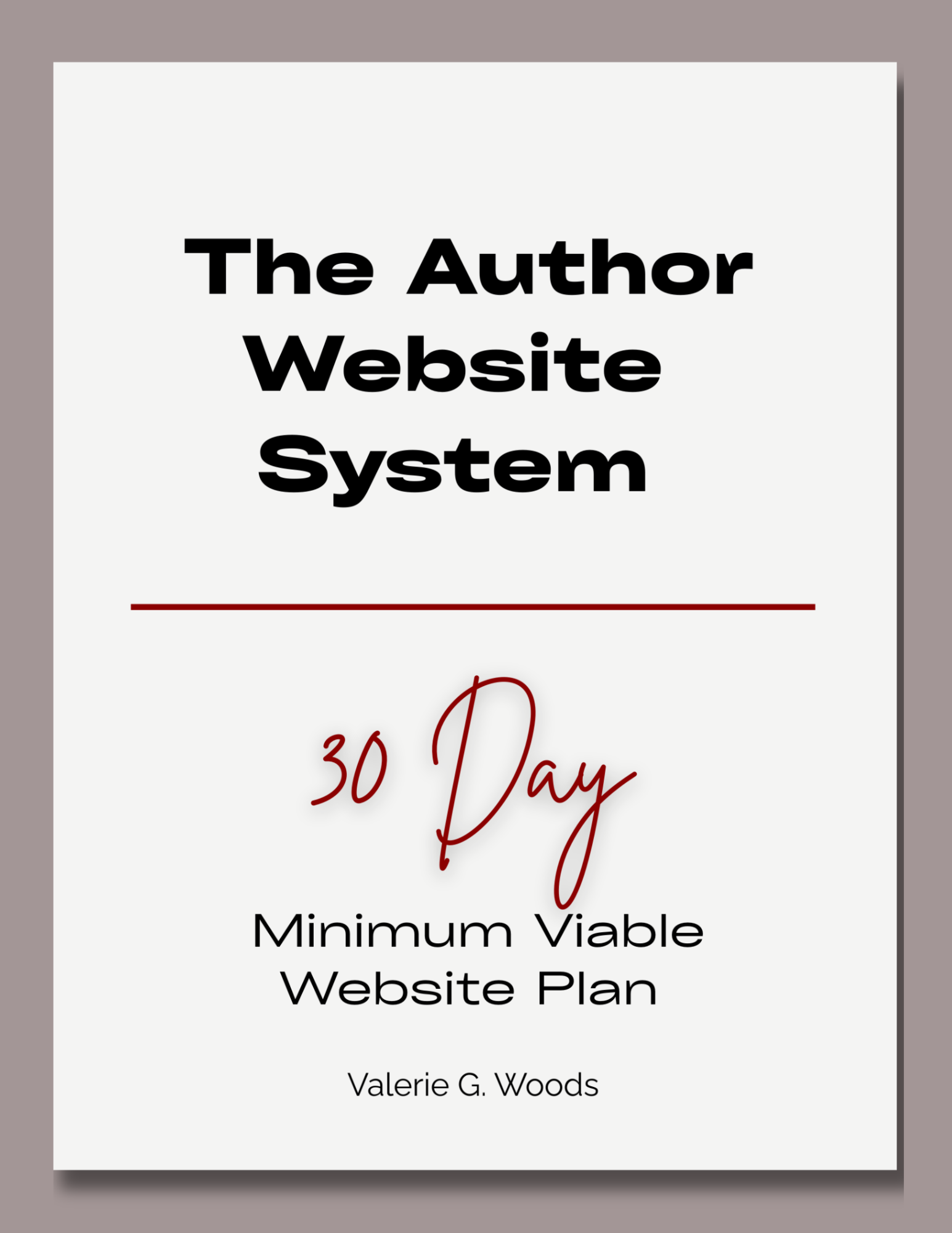 Cover Author Website System 30 Day Minimum Viable Website Plan.