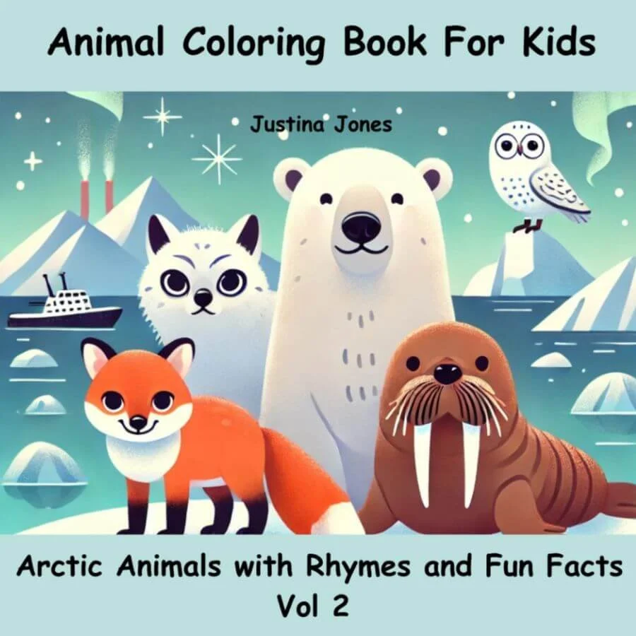Book cover for Animal Coloring Book For Kids: Arctic Animals with Rhymes and Fun Facts. Vol. 2