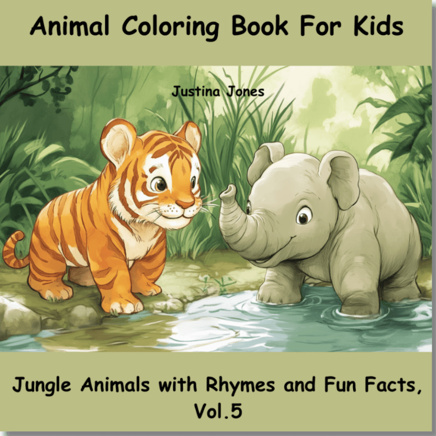 Book cover for: Animal Coloring Book For Kids - Jungle Animals with Rhymes and Fun Facts Vol. 5