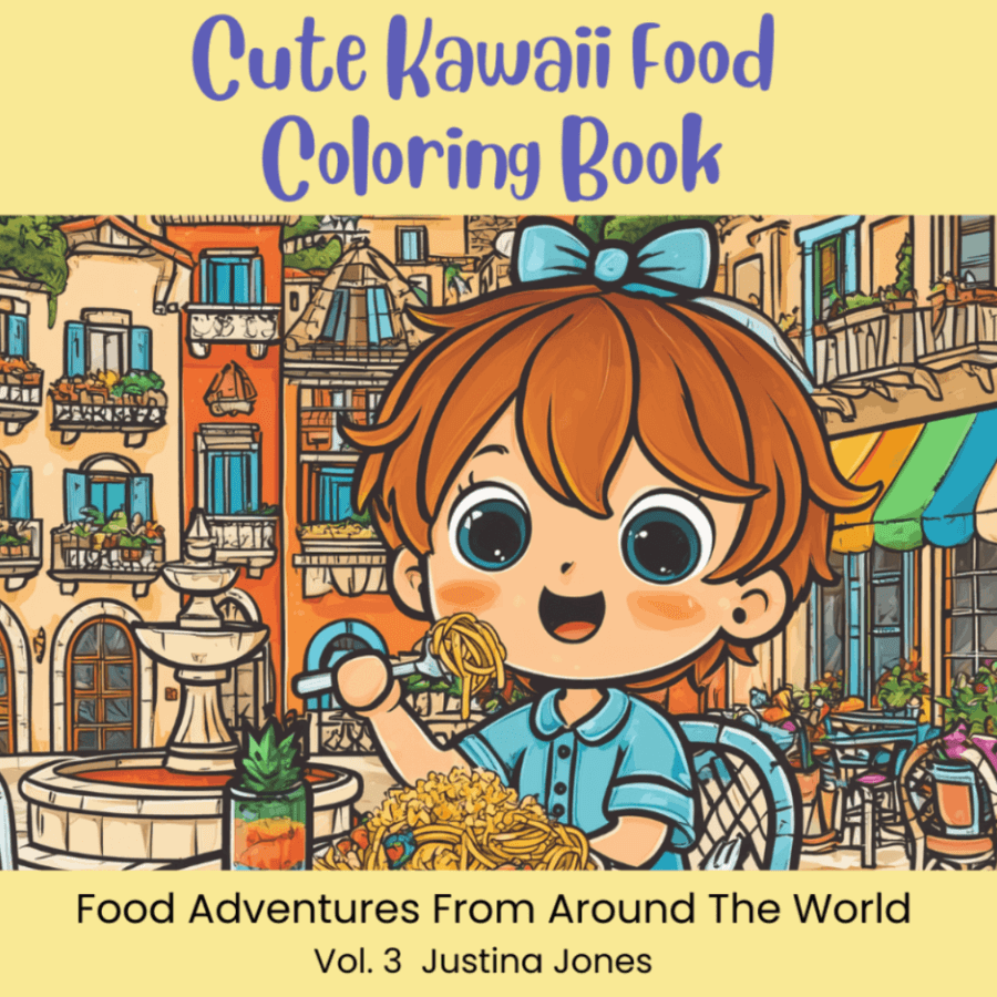 Book cover for: Cute Kawaii Food Coloring Book, Food Adventures From Around The World Vol. 3