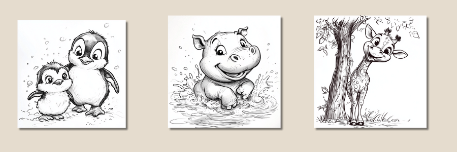 Sample coloring pages for Baby Animals with Rhyme and Fun Facts. Vol. 1