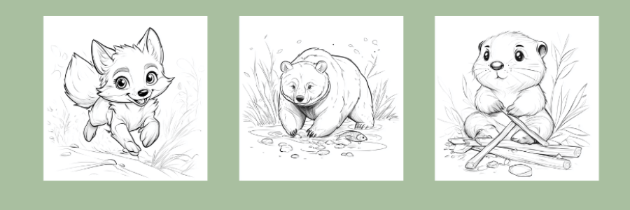 Sample coloring pages from Animal Coloring Books For Kids, Forest animals  with rhymes and fun facts Vol. 4