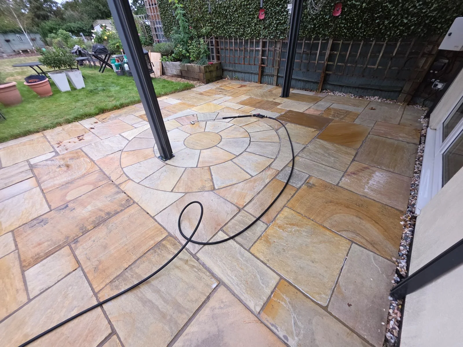 Clean patio after specialist exterior cleaning.