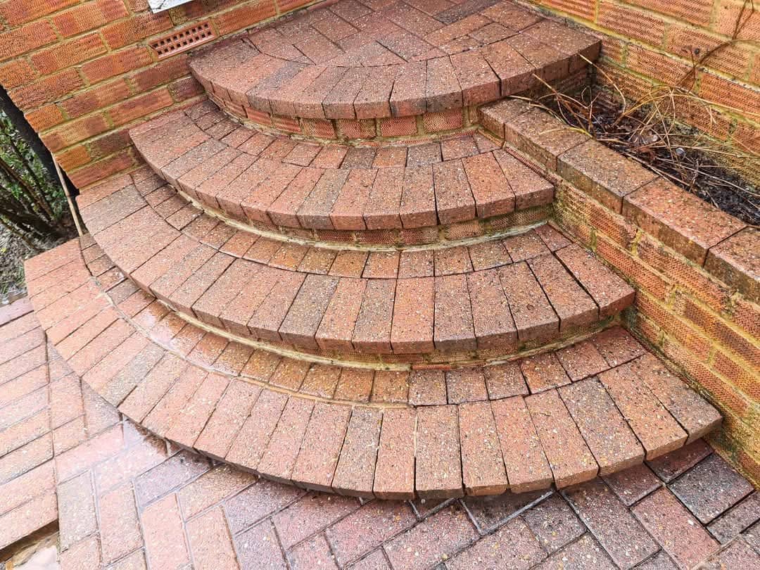 Brick steps after cleaning by Immaculate Services in Reading
