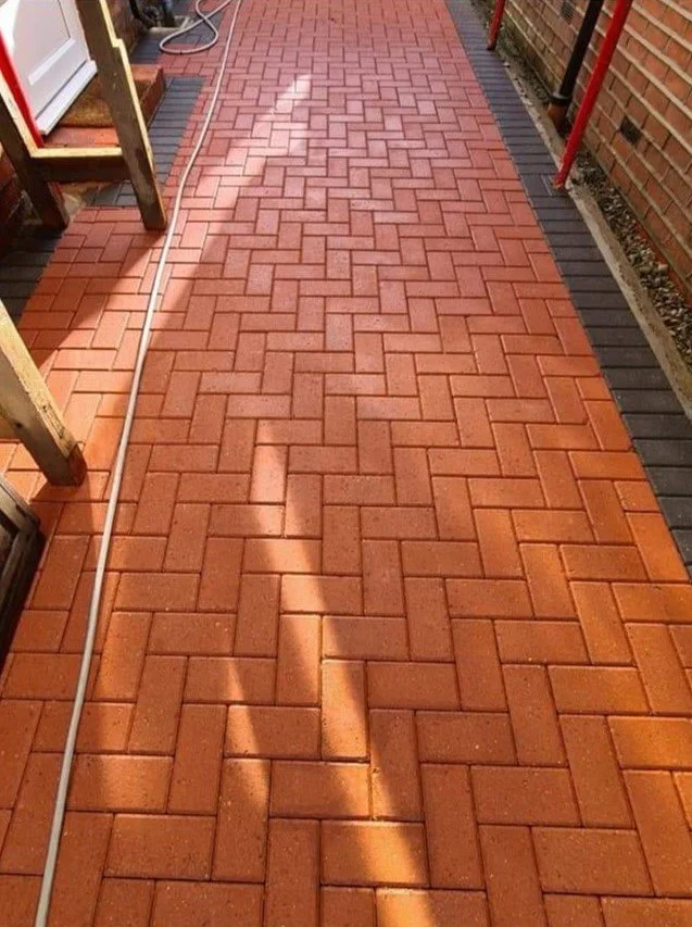 Red Brick Driveway and pathway restored with pressure washing and scraping