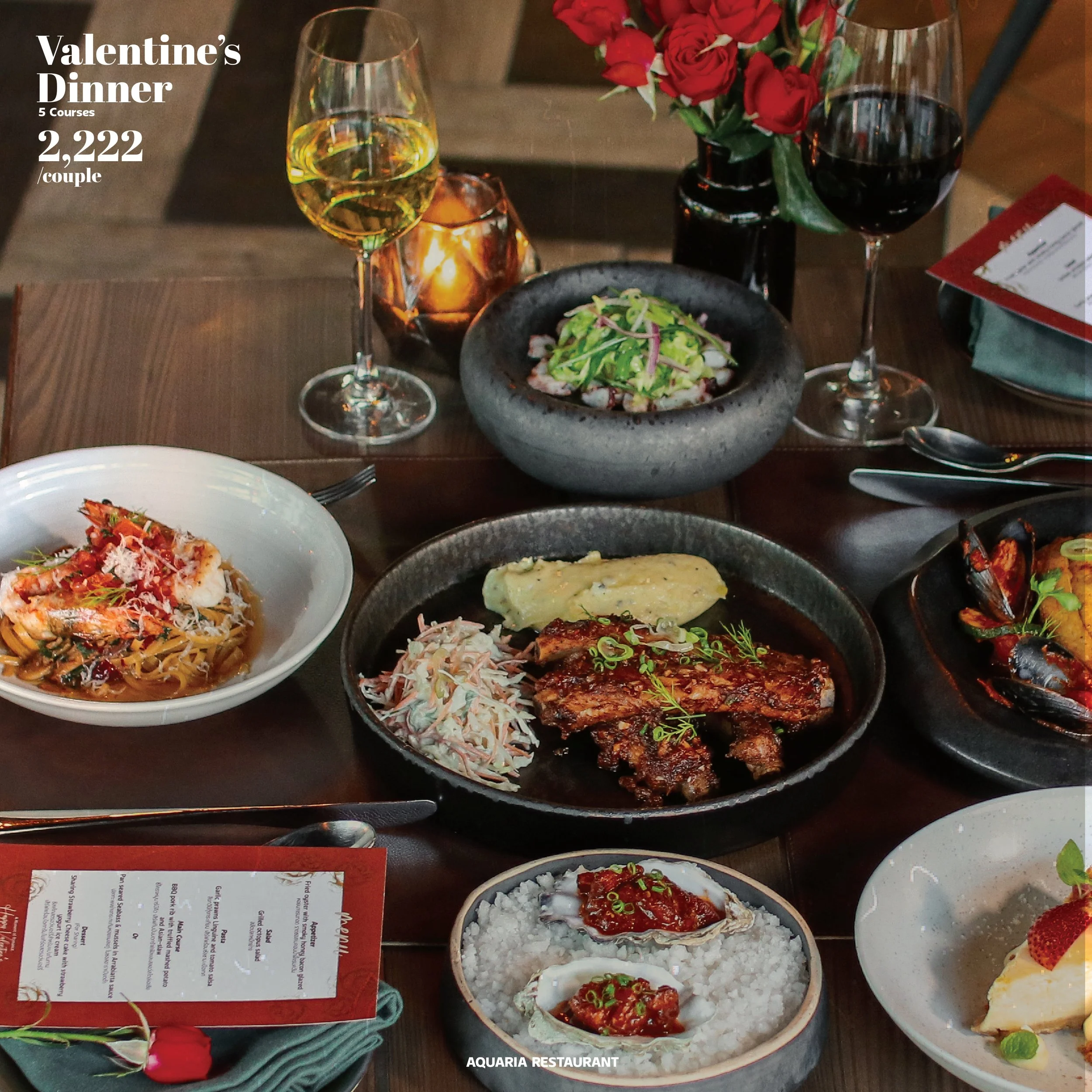 Aquaria Restaurant — where romance meets the table. Valentine's Set Dinner 