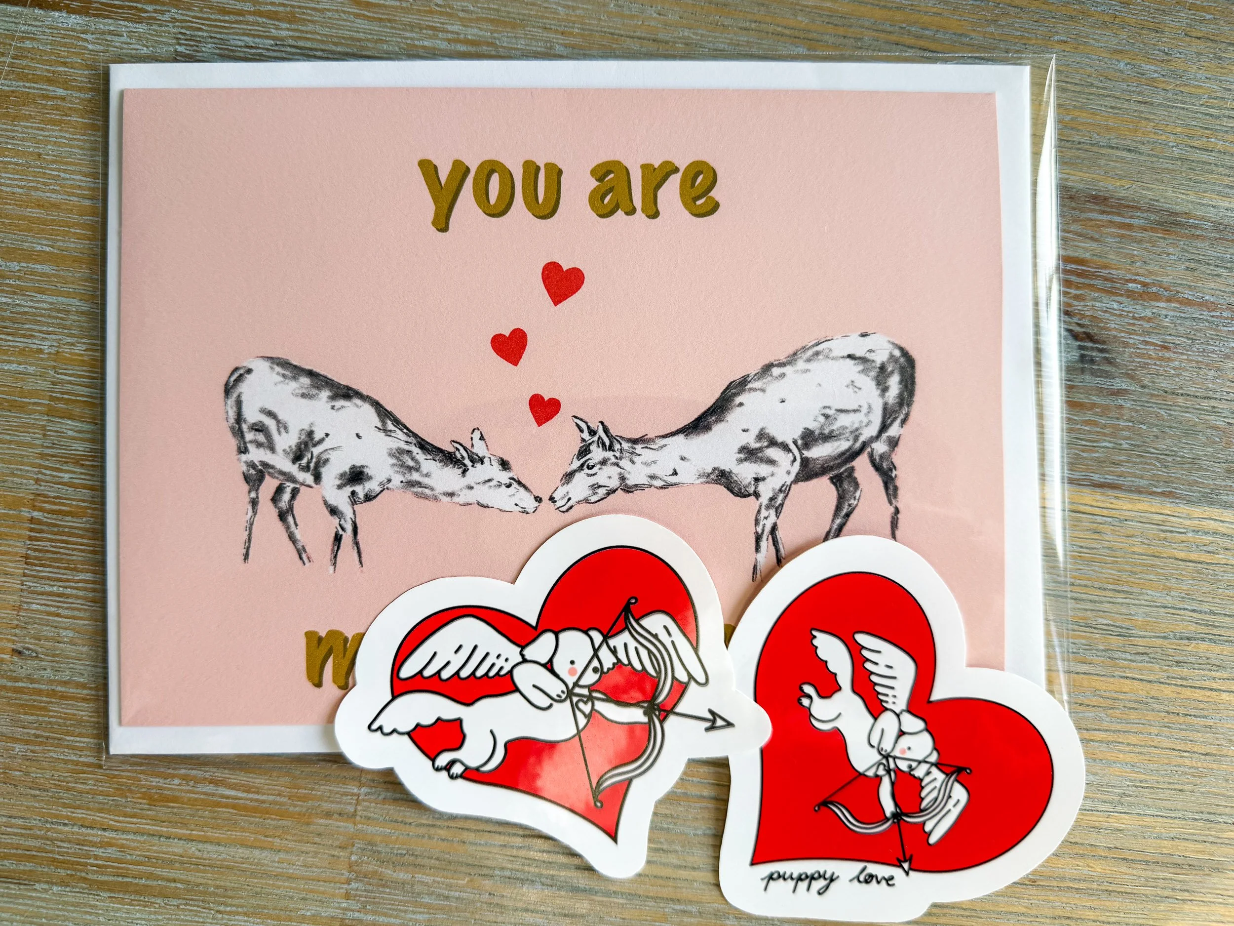 Valentine's card & sticker bundle