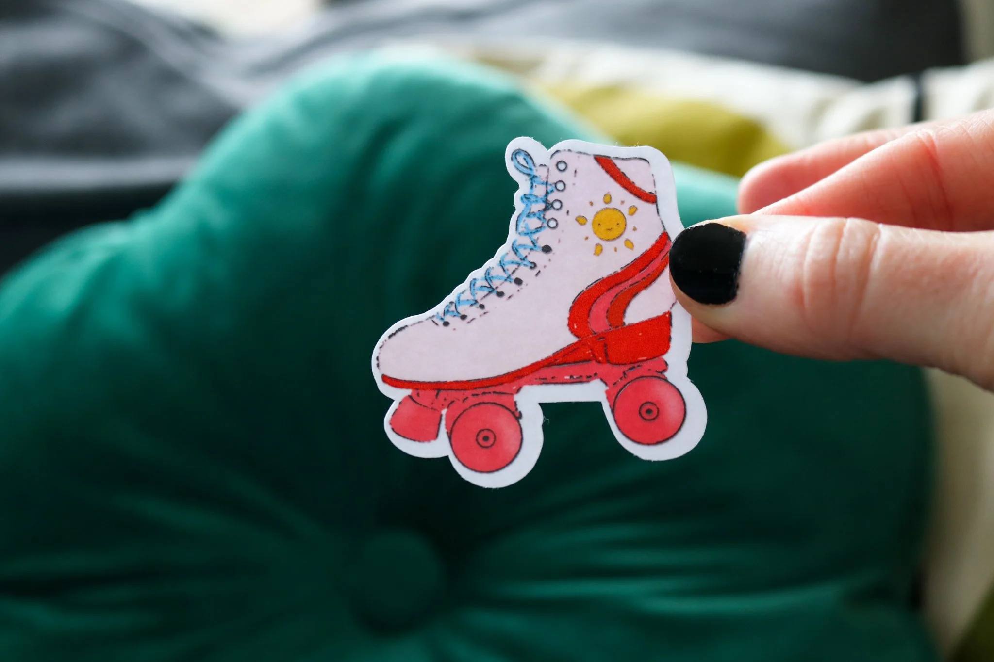 Pink roller-skate sticker