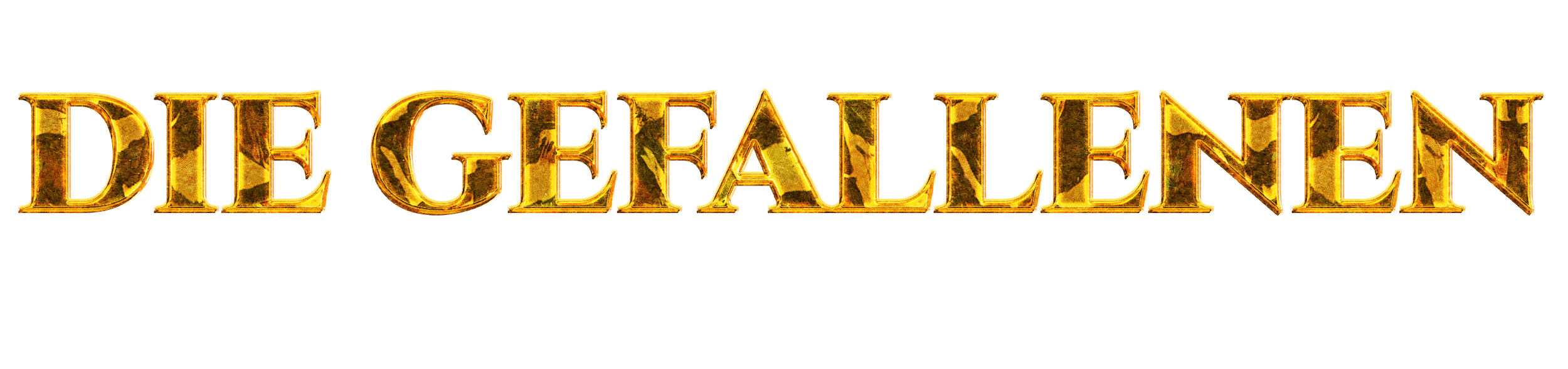 Der Schriftzug „Die Geallerien“ in goldener, metallischer Optik mit Schatten vor einem schwarzen Hintergrund.