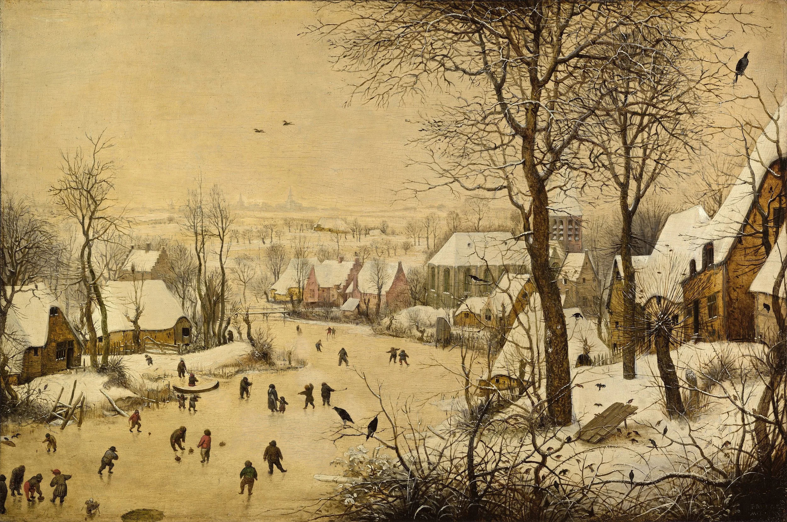 Winterlandschaft mit Eisläufern und Vogelfalle 1565 Pieter Bruegel