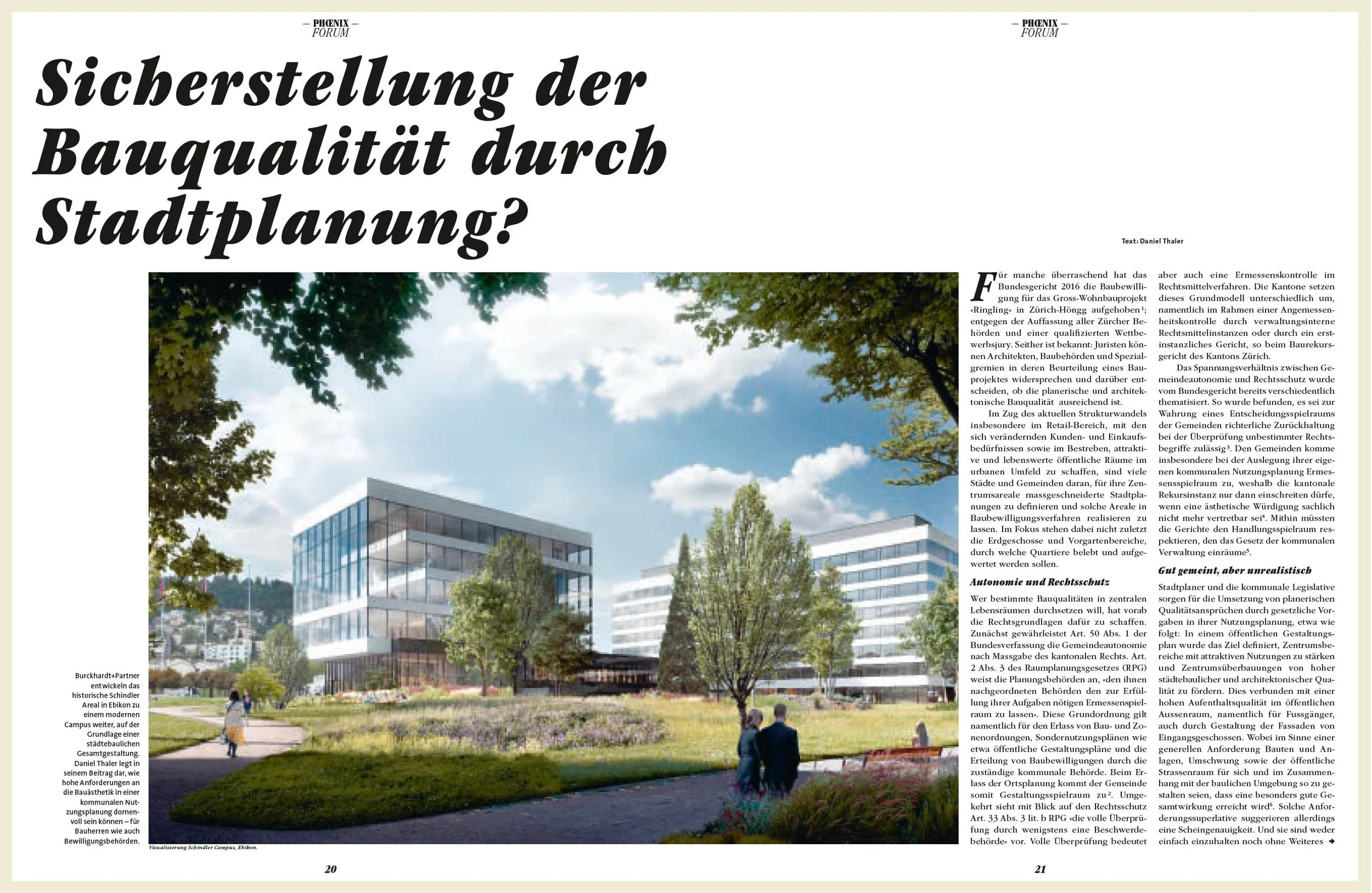 Sicherstellung der Bauqualität durch Stadtplanung?, in: PHOENIX - Bauen im Bestand 18/2018, S. 20 ff.