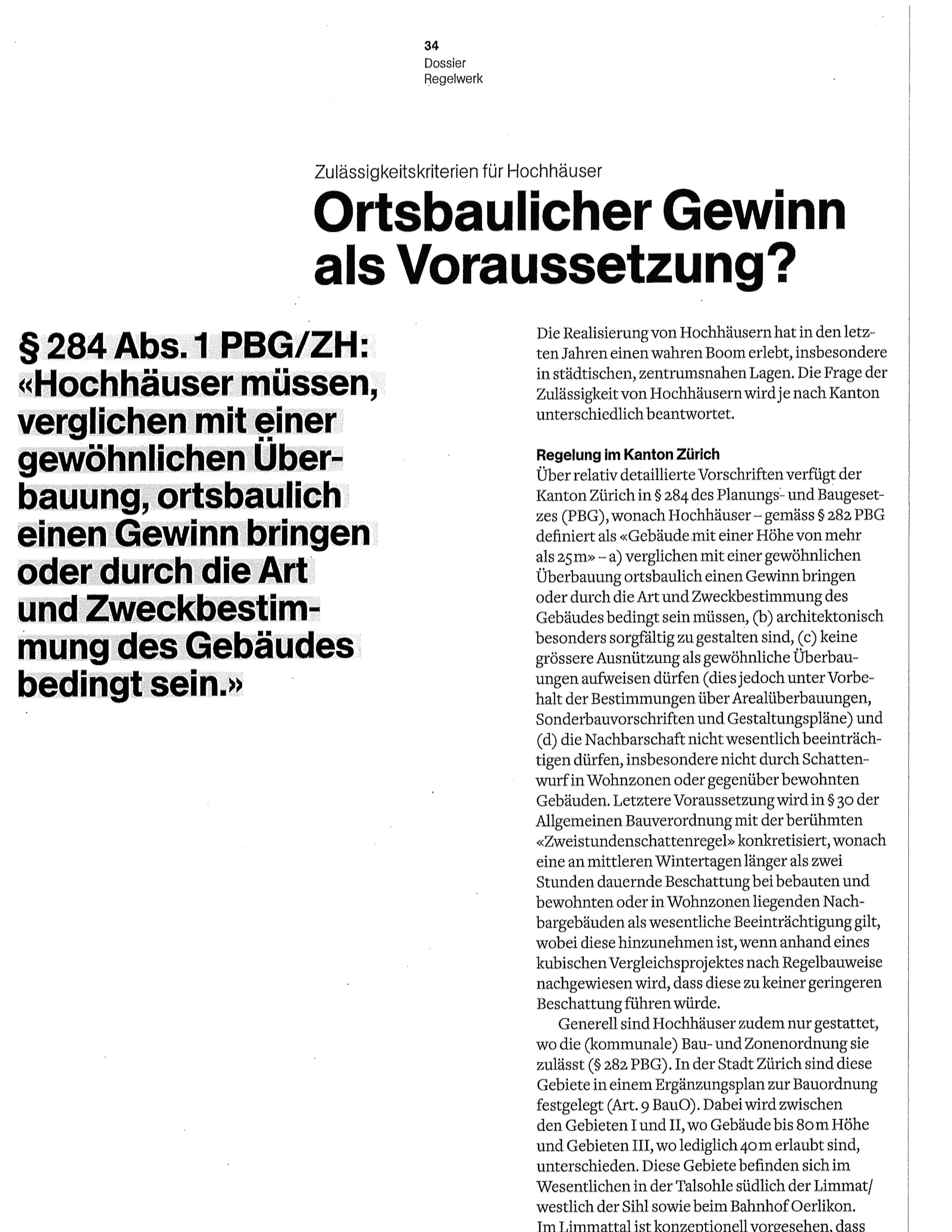 Ortsbaulicher Gewinn als Voraussetzung?, in: Architektur+Technik 1/2016, 34 f.