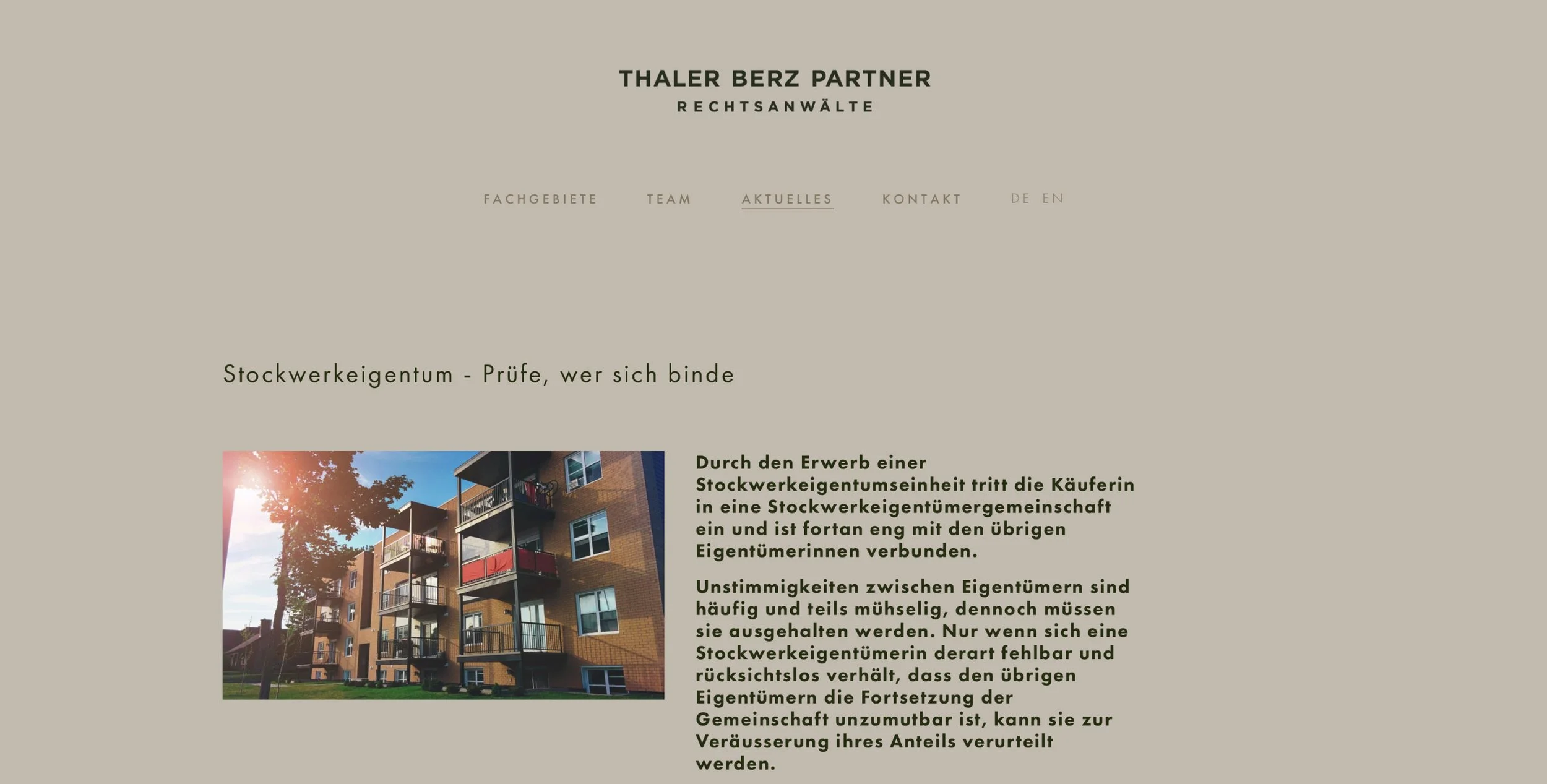 Stockwerkeigentum – Prüfe, wer sich binde, Blogbeitrag Firmenwebsite, 25.01.2023