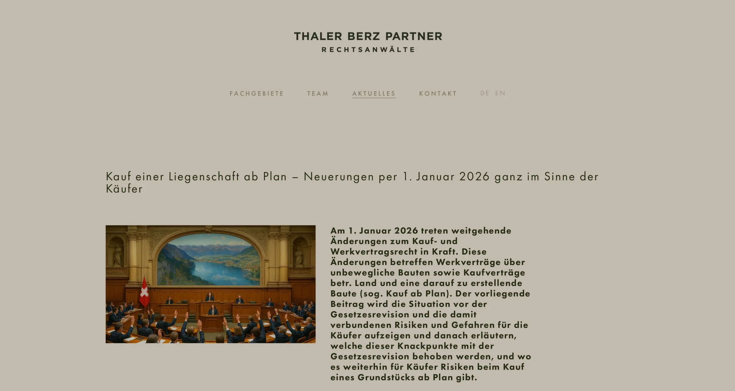 Kauf einer Liegenschaft ab Plan - Neuerungen per 1. Januar 2026 ganz im Sinne der Käufer, Blogbeitrag Firmenwebsite, 01.10.2025