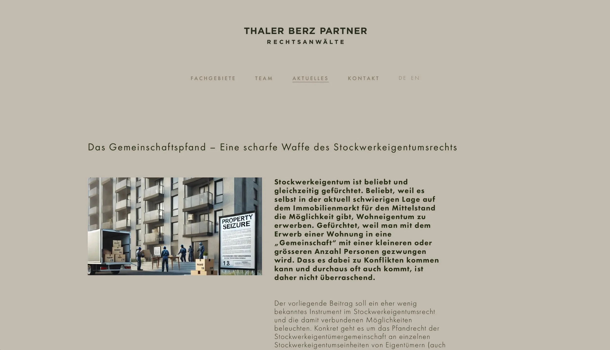 Das Gemeinschaftspfand - Eine scharfe Waffe des Stockwerkeigentumsrechts, Blogbeitrag Firmenwebsite, 27.02.2025