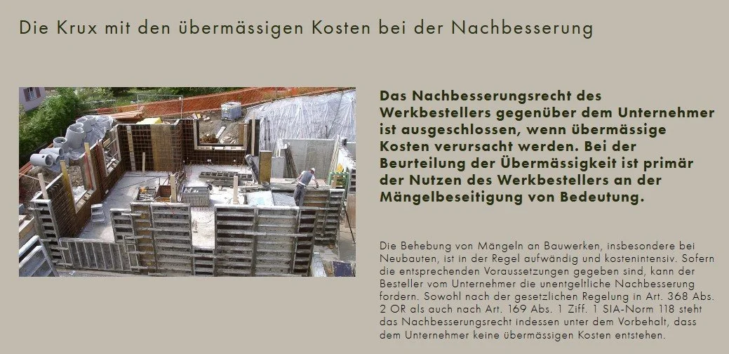 Die Krux mit den übermässigen Kosten bei der Nachbesserung, Blogbeitrag Firmenwebsite, 27.06.2022