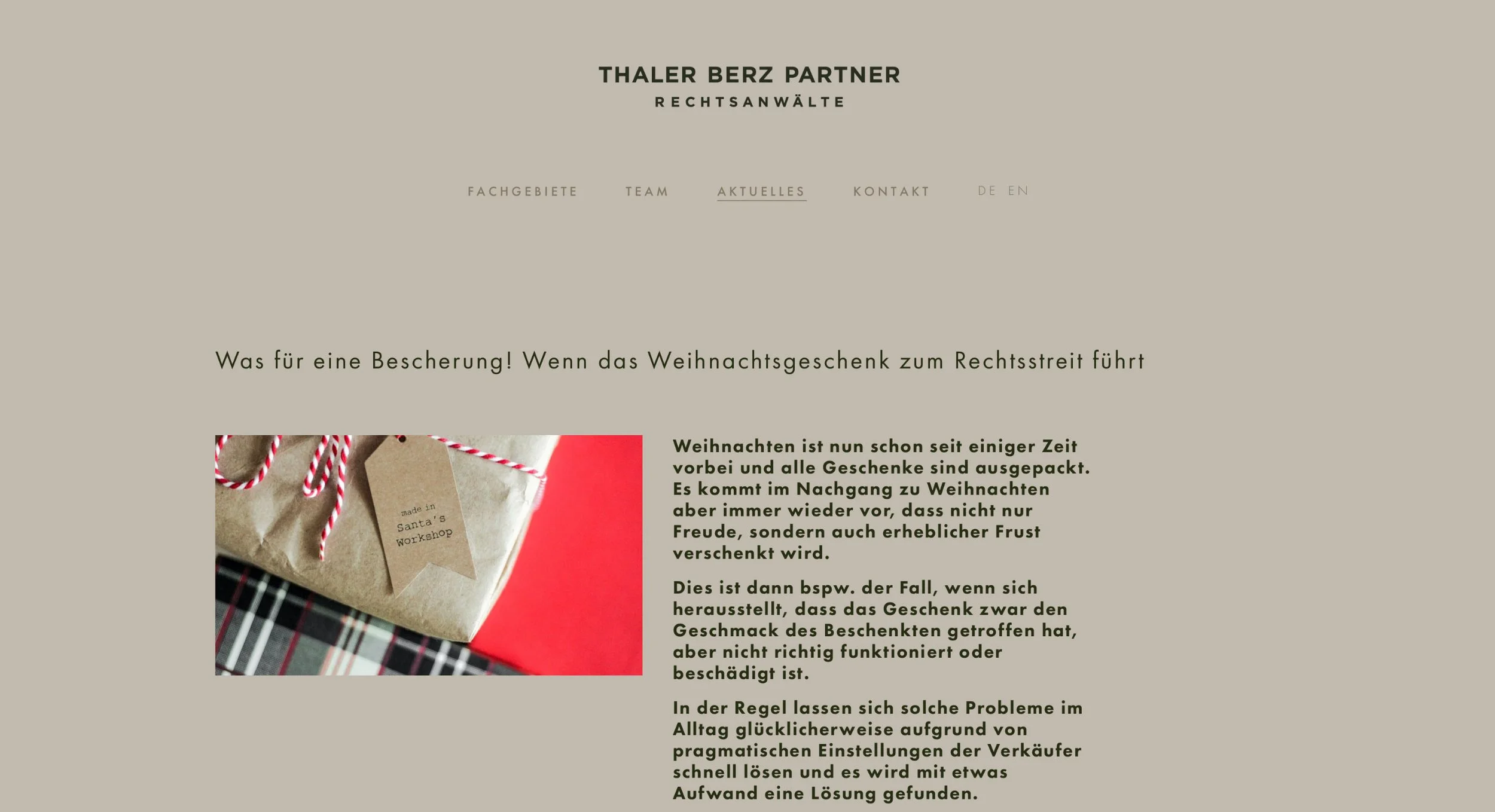 Was für eine Bescherung! Wenn das Weihnachtsgeschenk zum Rechtsstreit führt, Blogbeitrag Firmenwebsite, 01.02.2024