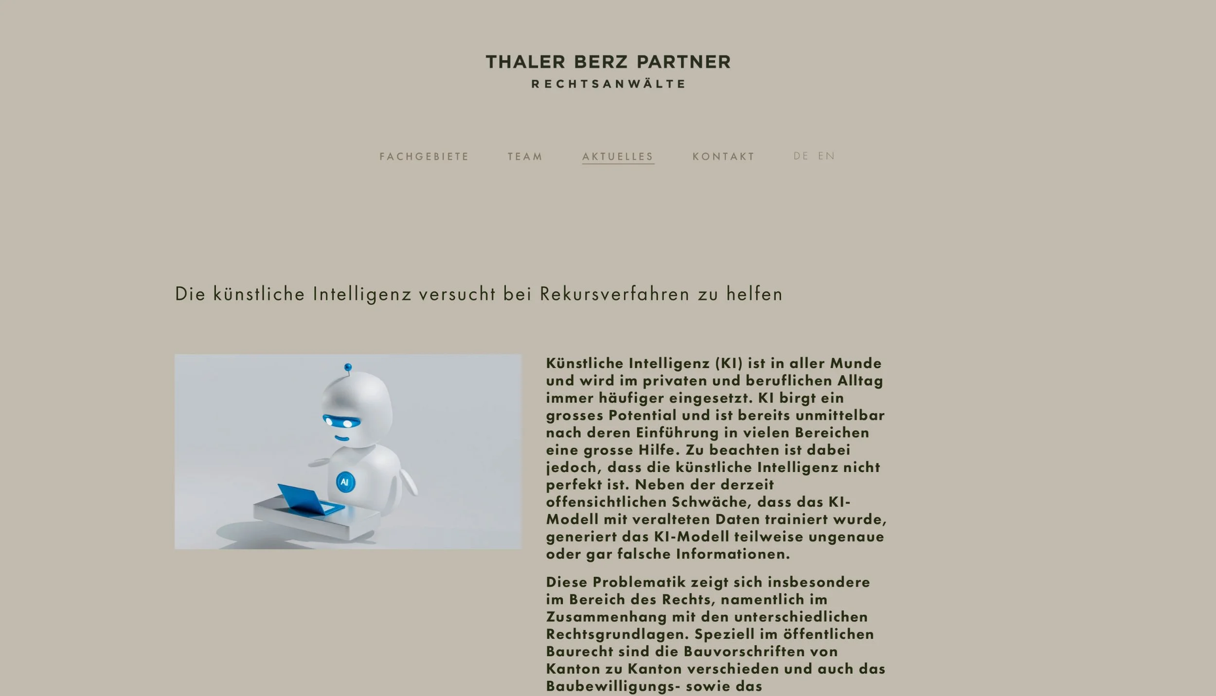 Die künstliche Intelligenz versucht bei Rekursverfahren zu helfen, Blogbeitrag Firmenwebsite, 30.11.2023