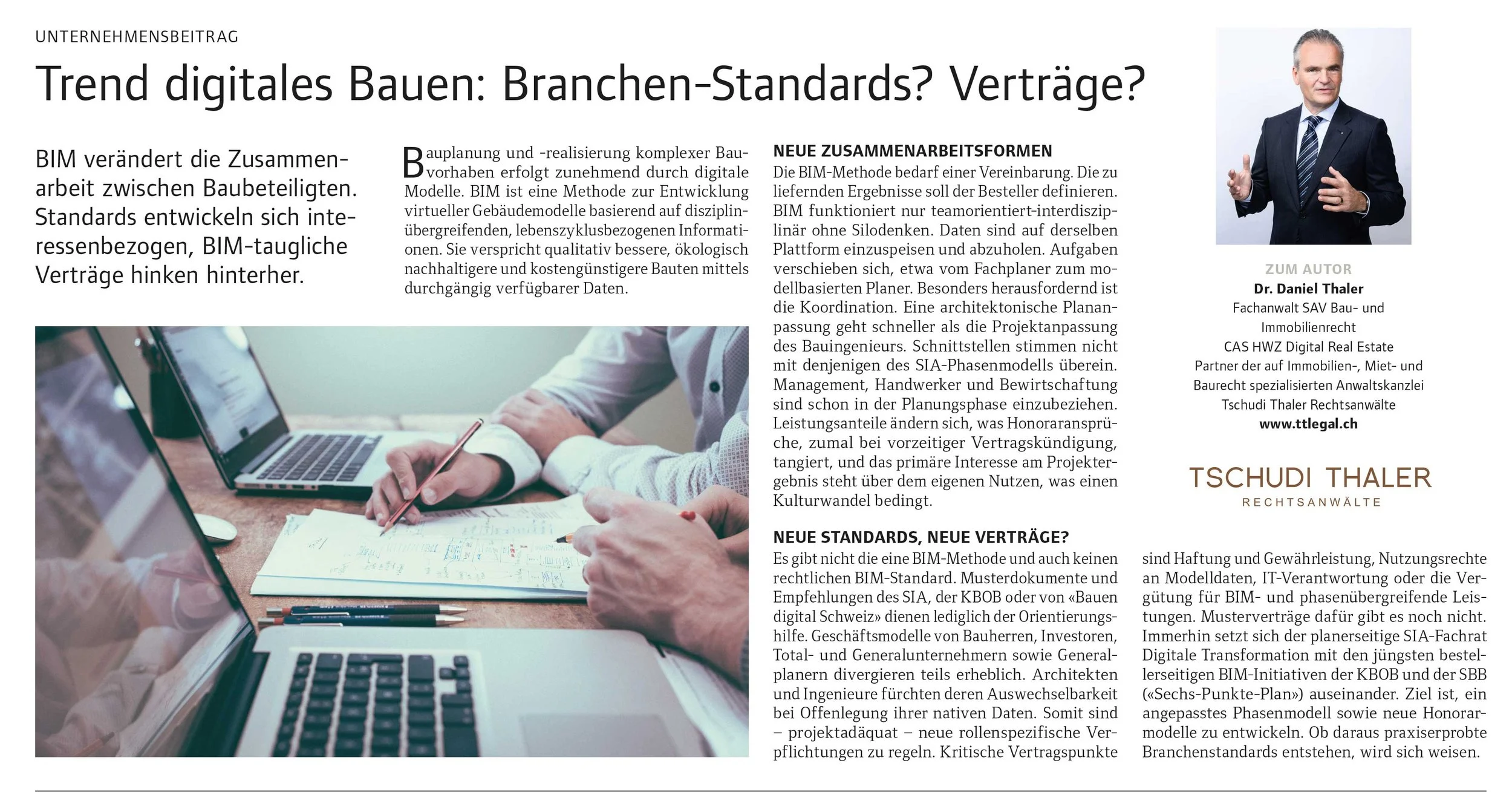 Trend digitales Bauen: Branchen-Standards? Verträge?, in: MODERNES BAUEN 07/2021, S. 6, FINANZ und WIRTSCHAFT, 17.07.2021
