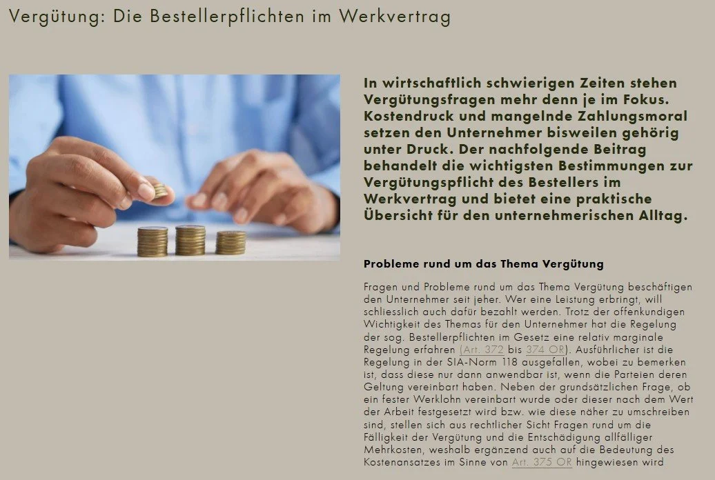 Vergütung: Die Bestellerpflichten im Werkvertrag, Blogbeitrag Firmenwebsite, 04.05.2023
