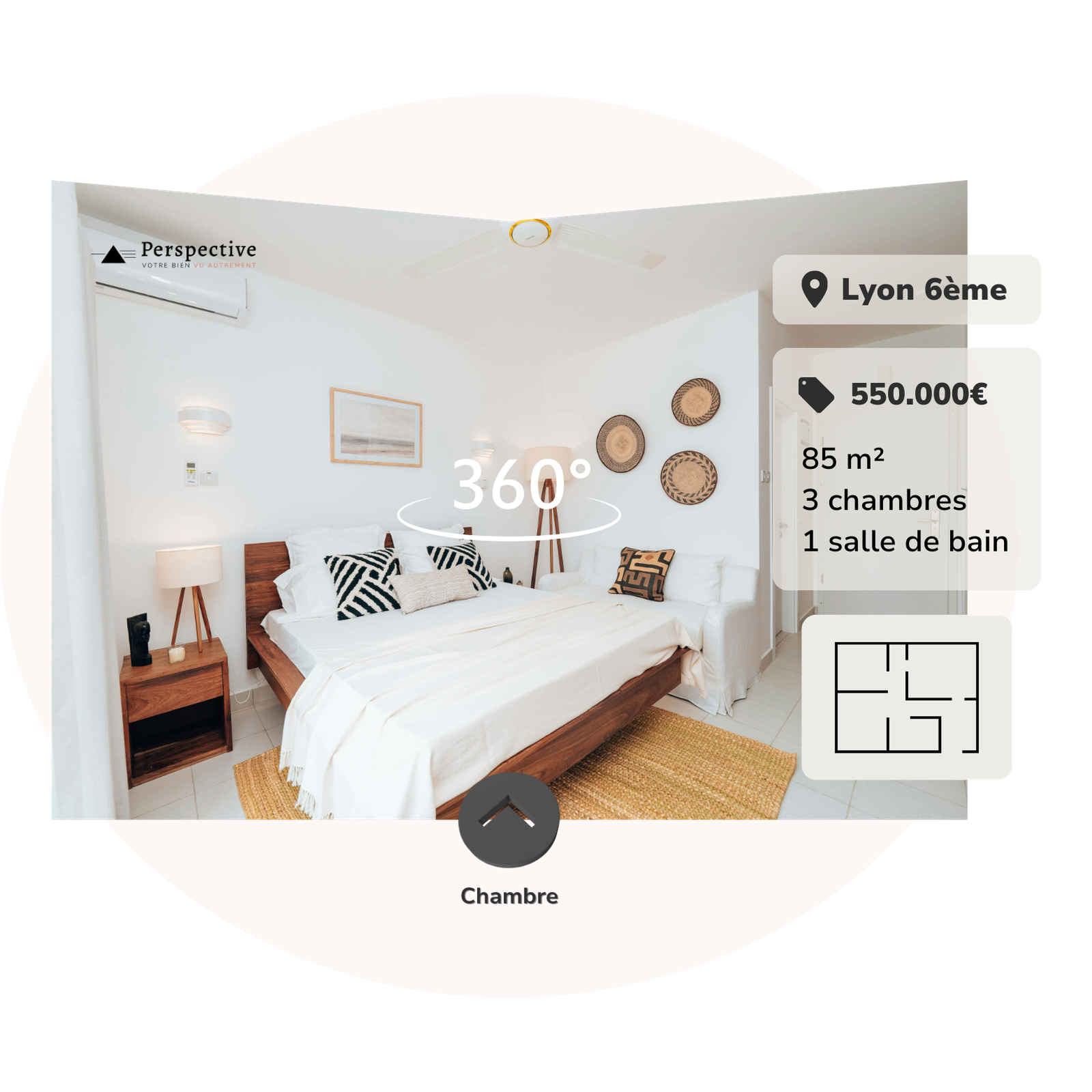exemple d’annonce immobilière optimisée avec photo 360 et détails du bien