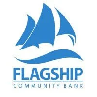 Logo of Flagship Community Bank with a blue sailboat and the bank's name.