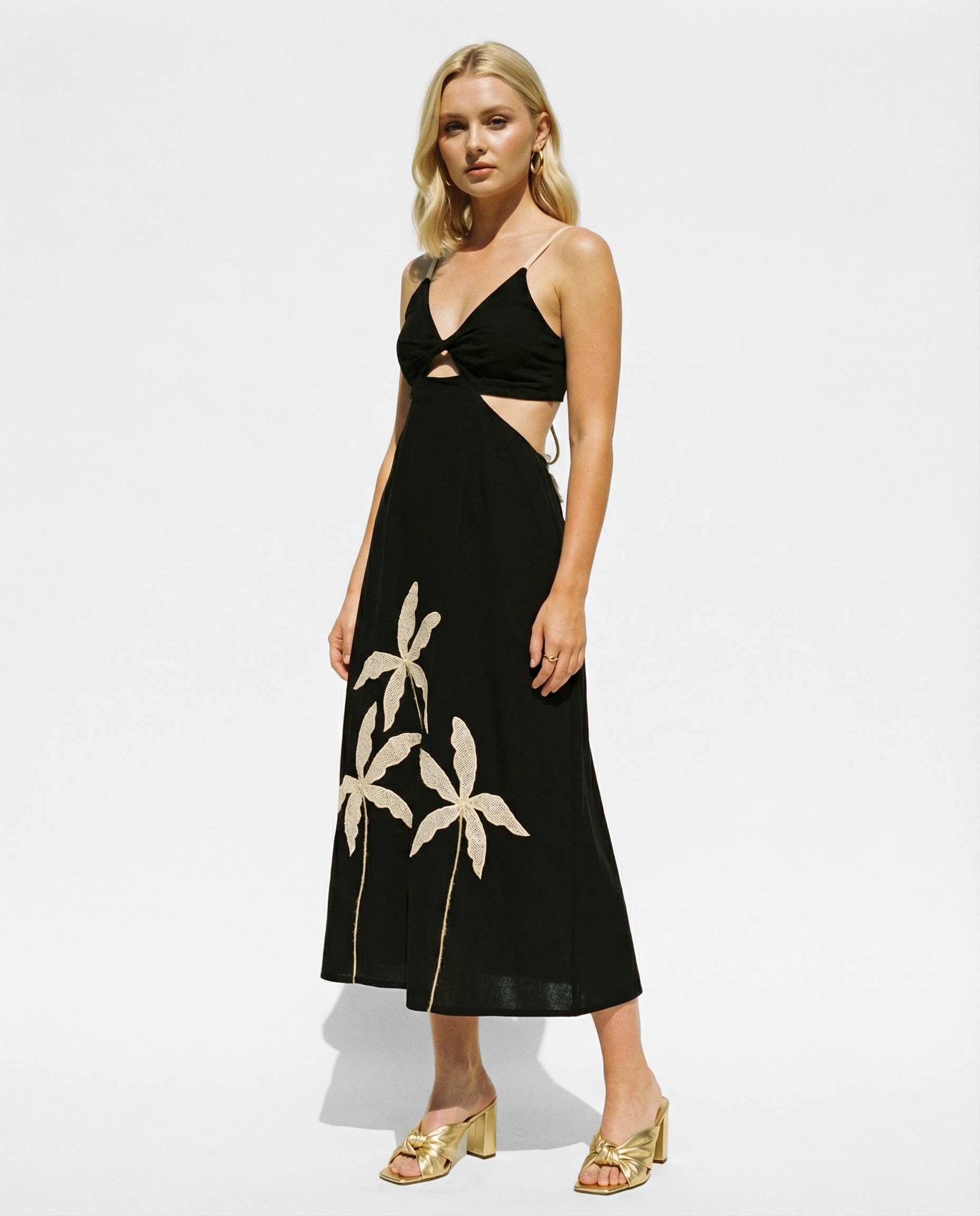 Black cut out midi dress, island style, summer dress, resort wear, curated in Madeira