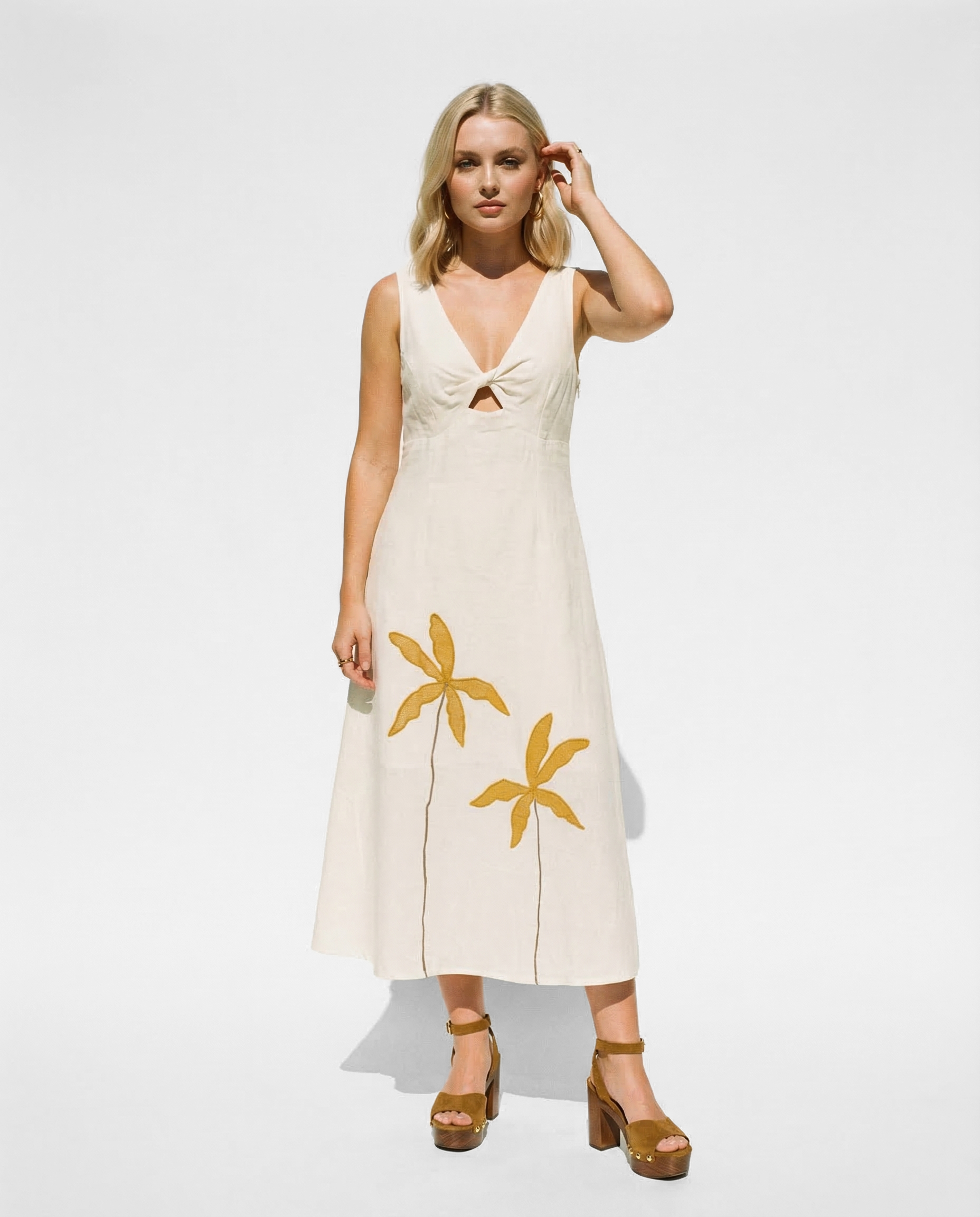 Summer cotton midi dress, resort wear, curated in madeira.
