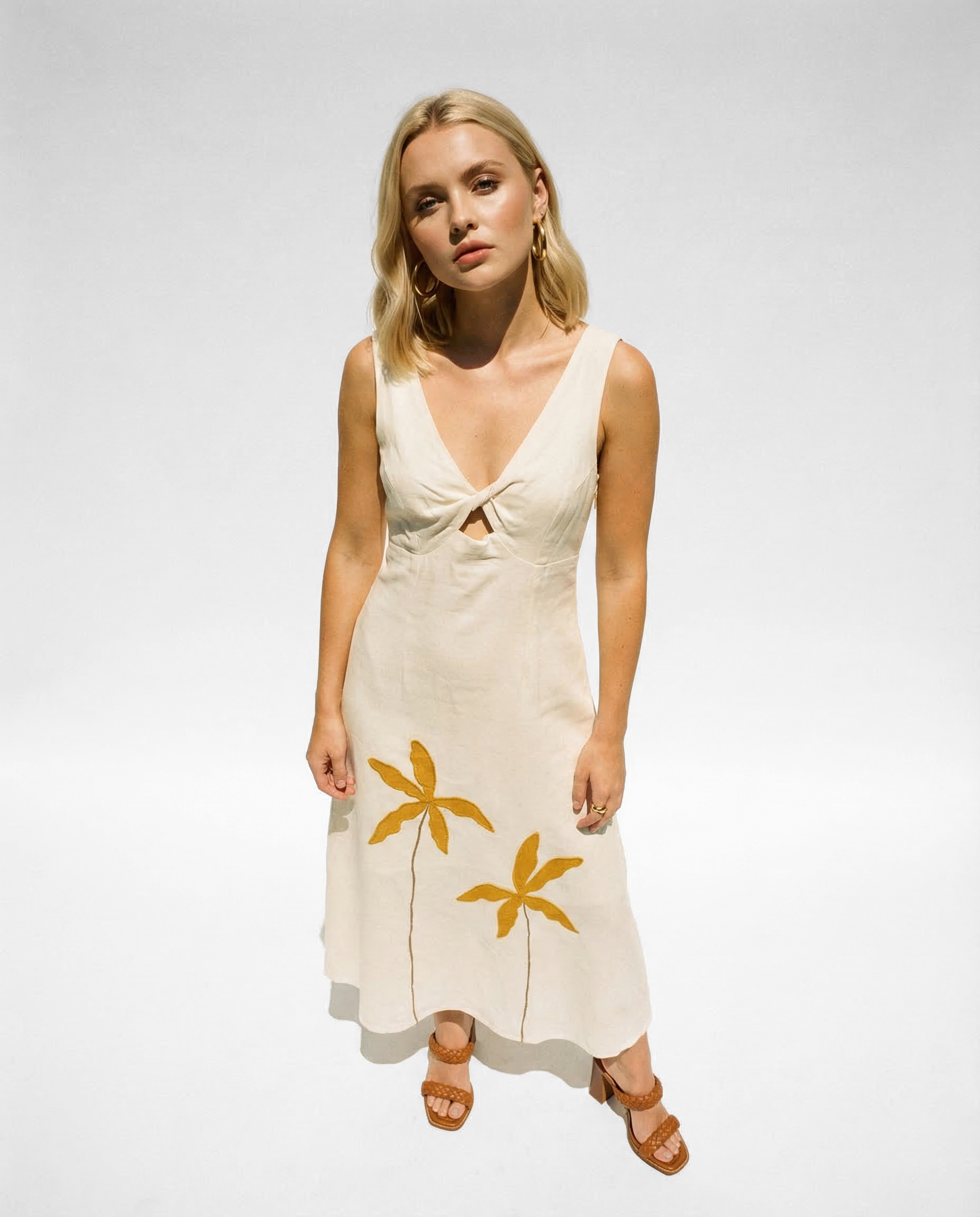 Summer cotton midi dress, resort wear, curated in madeira.