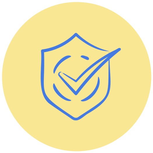 Icon of a shield with a checkmark inside, representing safety or security.