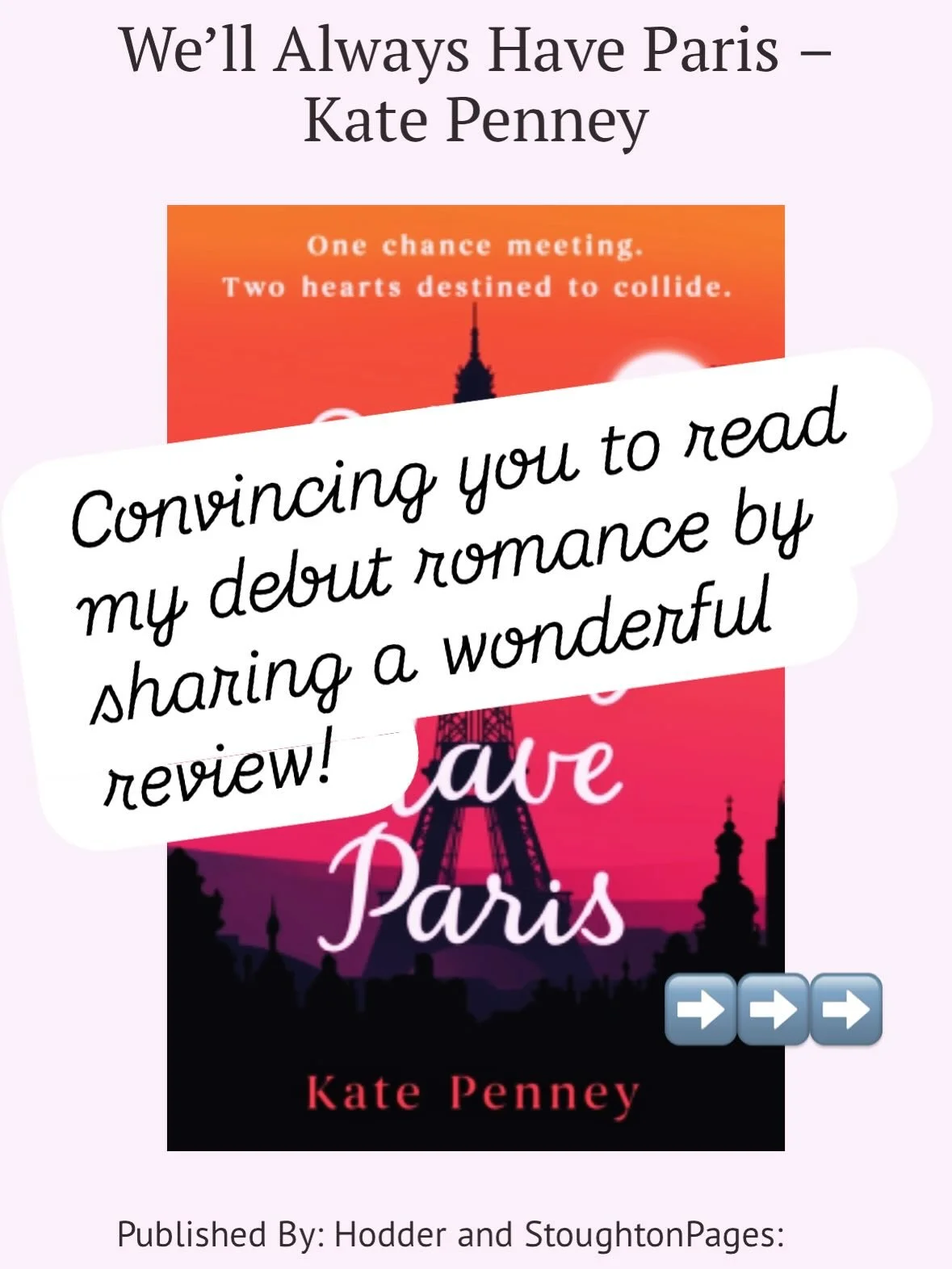 &ldquo;Everything about it was just gorgeous!&rdquo;
🥰🥰🥰🥰

Thank you so much Victoria! 
You can check out the review on her site: booksbyyourbedside.org

We&rsquo;ll Always Have Paris is out THIS MONTH!! Available to preorder now, links in my bio