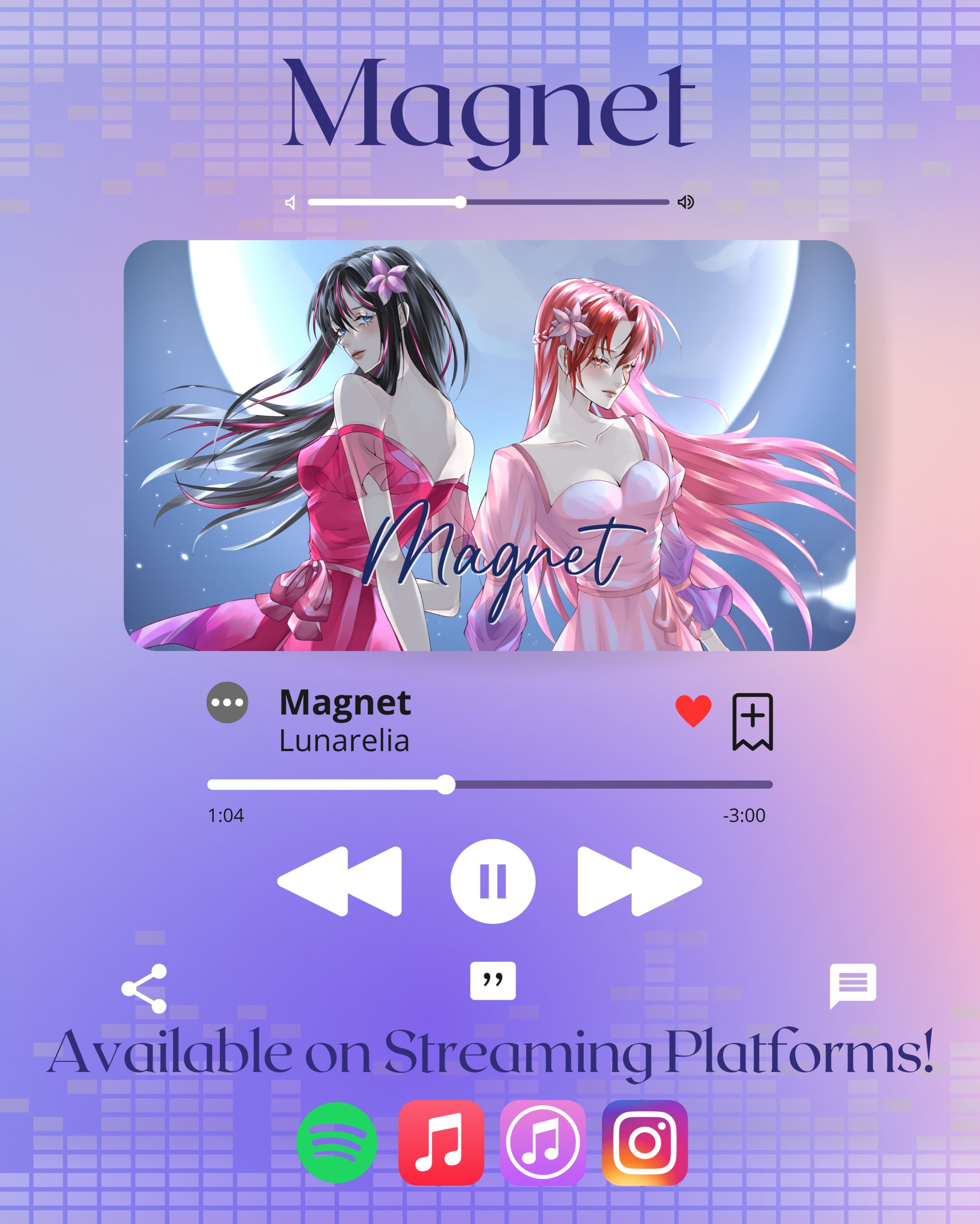 🌸🪻ANNOUNCEMENT🪻🌺

We are super thrilled to share with you all that our cover of Magnet is now available on streaming platforms! We are starting small, so right now it is only available to stream on Spotify &amp; Apple Music! You can also find it 