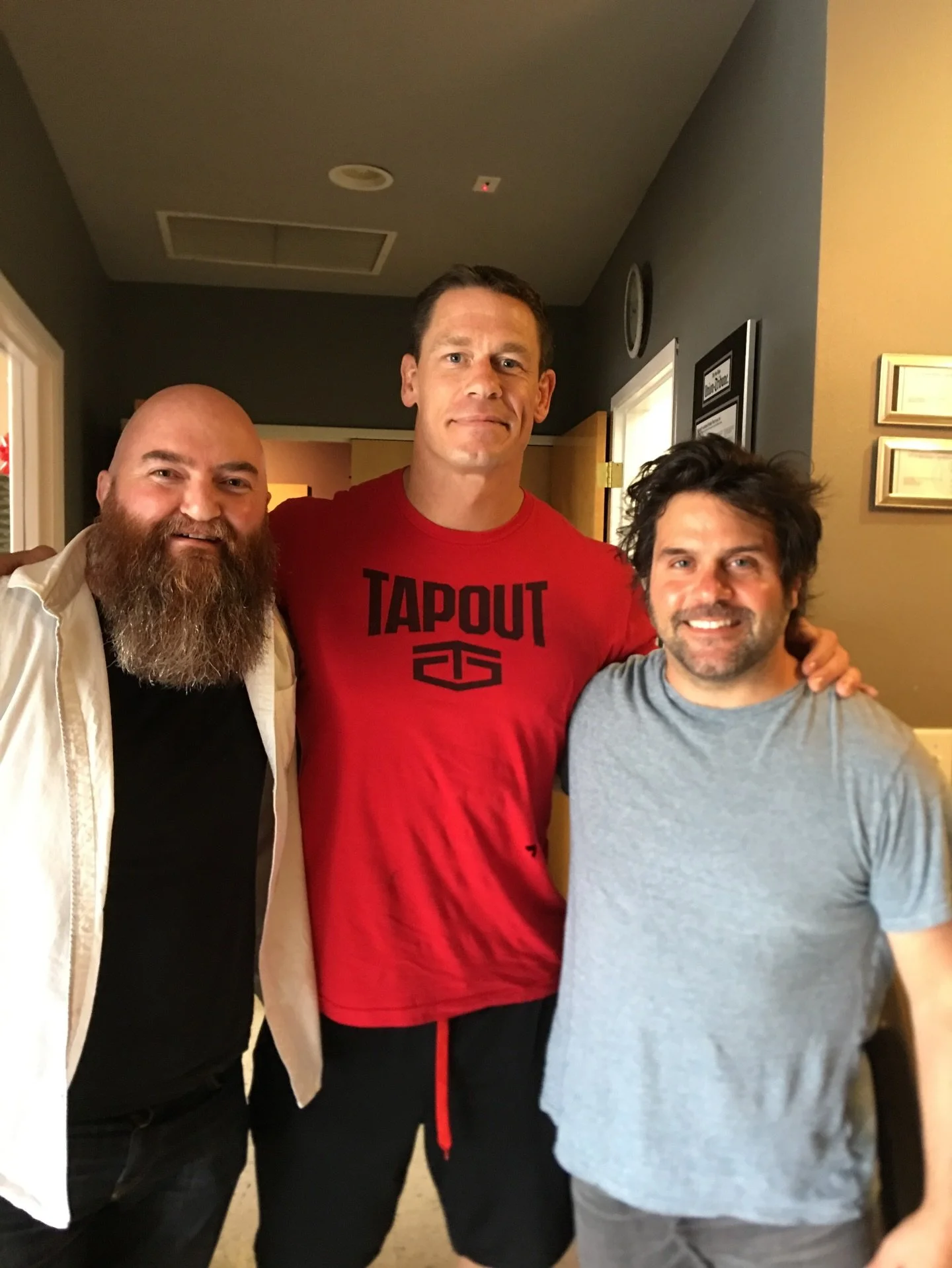 Another stop on the nostalgia train: I know you can&rsquo;t see him, but there was one time @ant_ward_ and I wrestled @johncena into submission so he&rsquo;d voice #barondraxum &mdash;despite being defeated and unseen, he was insanely humble and prof