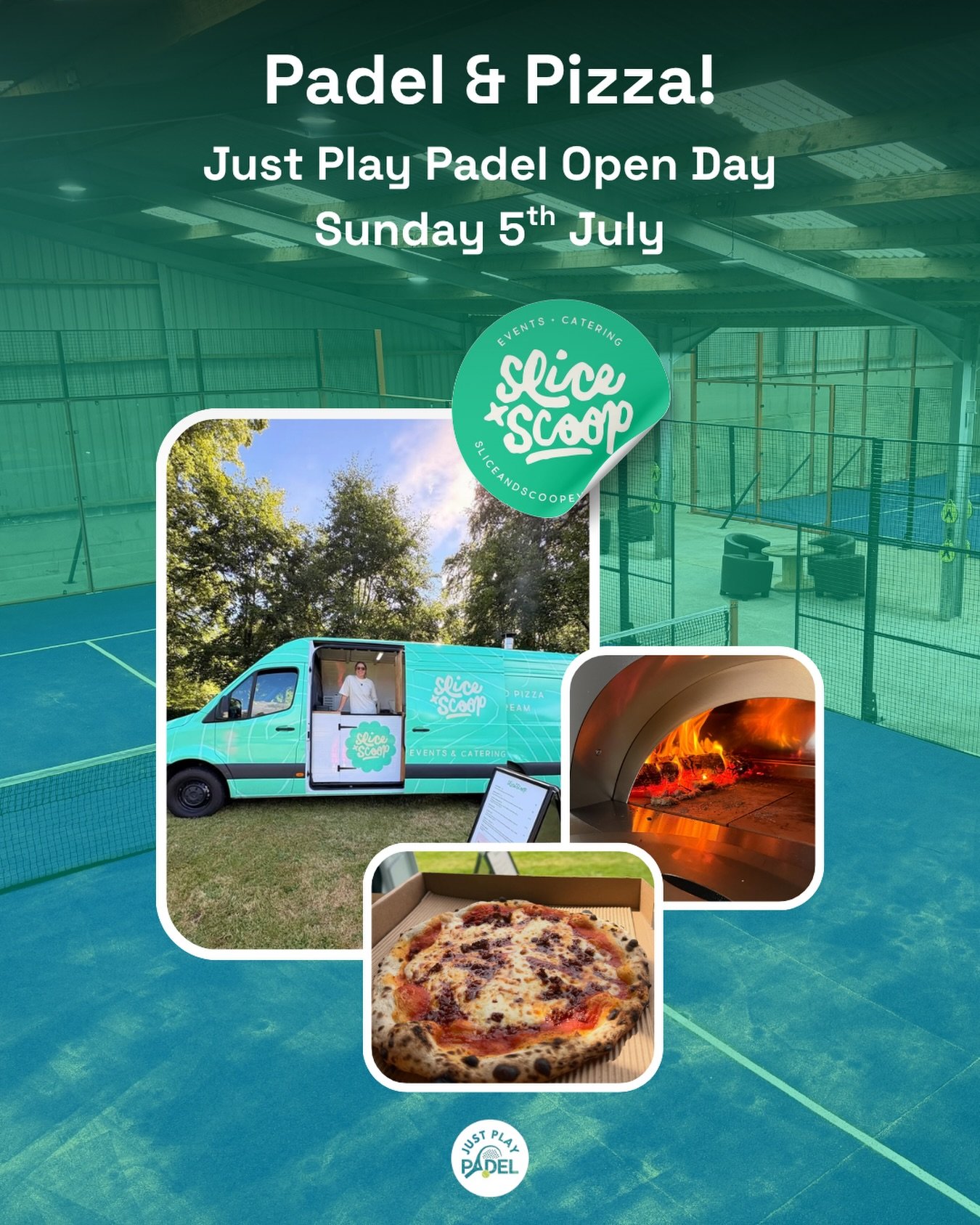 🍕🎾 PADEL &amp; PIZZA AT THE OPEN DAY 🎾🍕

We&rsquo;re excited to welcome Slice &amp; Scoop to our Open Day on Sunday 5th July.

The Open Day runs from 9am&ndash;6pm, with wood-fired pizzas and ice cream available from 11am onwards. 🍕🍦

Whether y