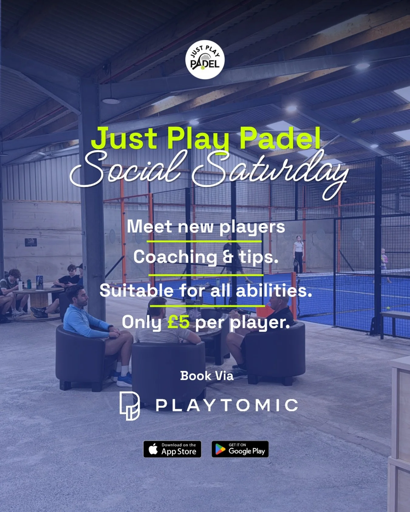 🎾 Saturday Social is here! 🎾

Looking to meet new people to play padel with? This is the perfect opportunity.

Join us this Saturday from 10am&ndash;12pm for a fun, relaxed social session where you&rsquo;ll rotate between games, meet new players, a