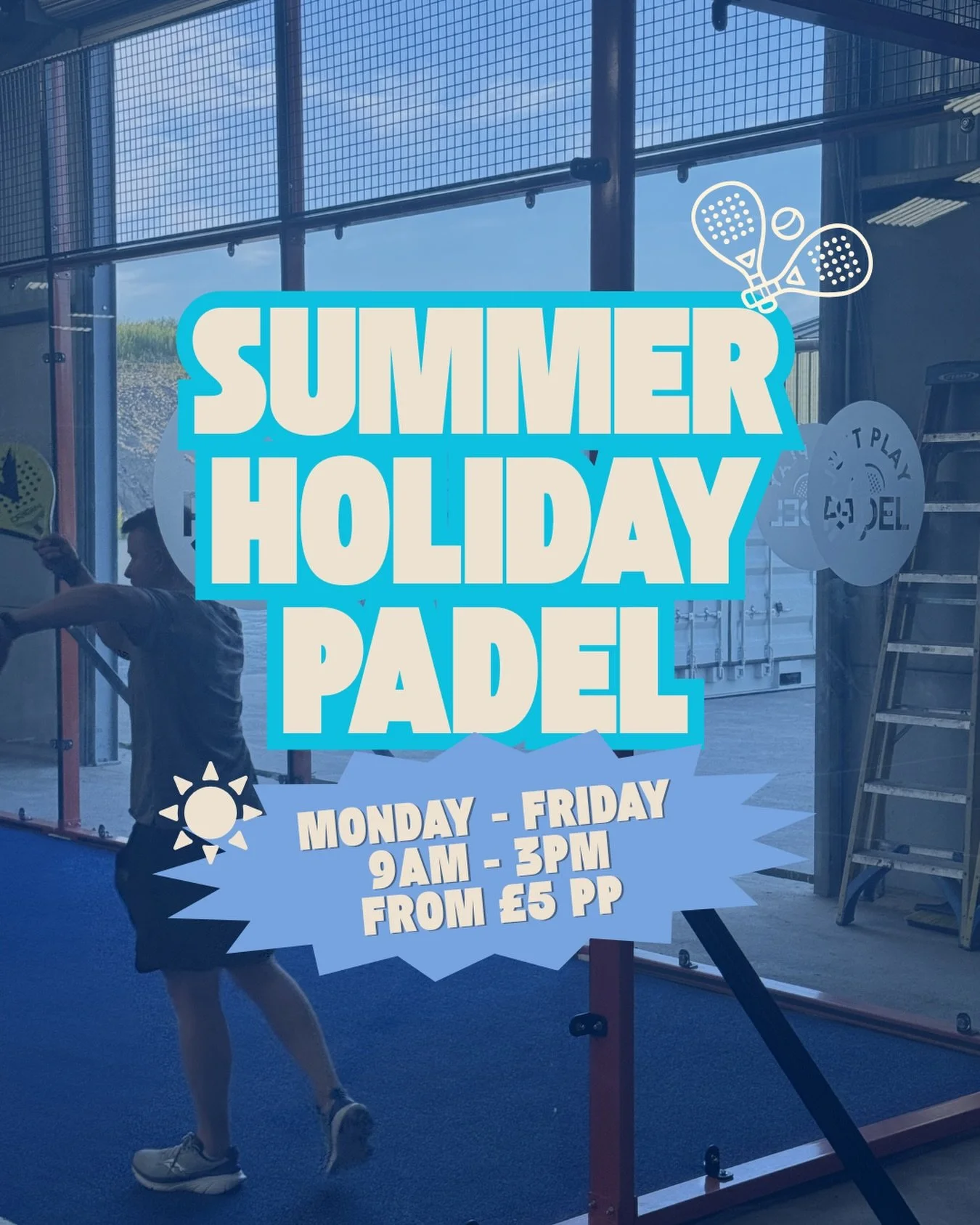 ☀️ SUMMER HOLIDAY PRICING HAS ARRIVED! 🎾

For the rest of the summer holidays, we&rsquo;re making it even cheaper to get on court at Just Play Padel.

Monday&ndash;Friday, between 9am and 3pm:

🎾 60 minutes &mdash; &pound;20 per court
🎾 90 minutes