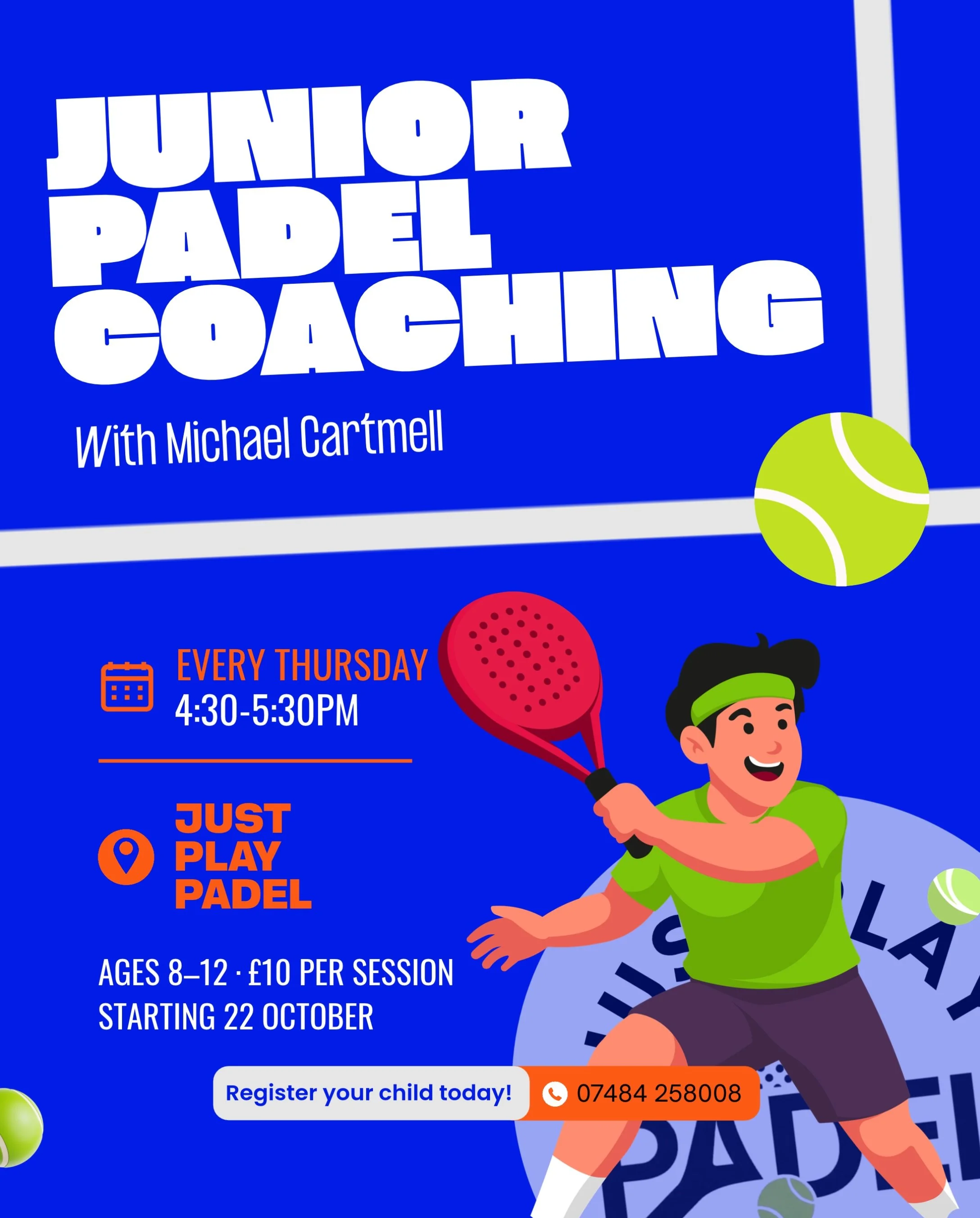 🎾 JUNIOR PADEL COACHING IS HERE!

We&rsquo;re excited to announce the launch of junior padel coaching at Just Play Padel, with Michael Cartmell!

Starting Thursday 22nd October, these sessions are designed to help children develop their skills, conf