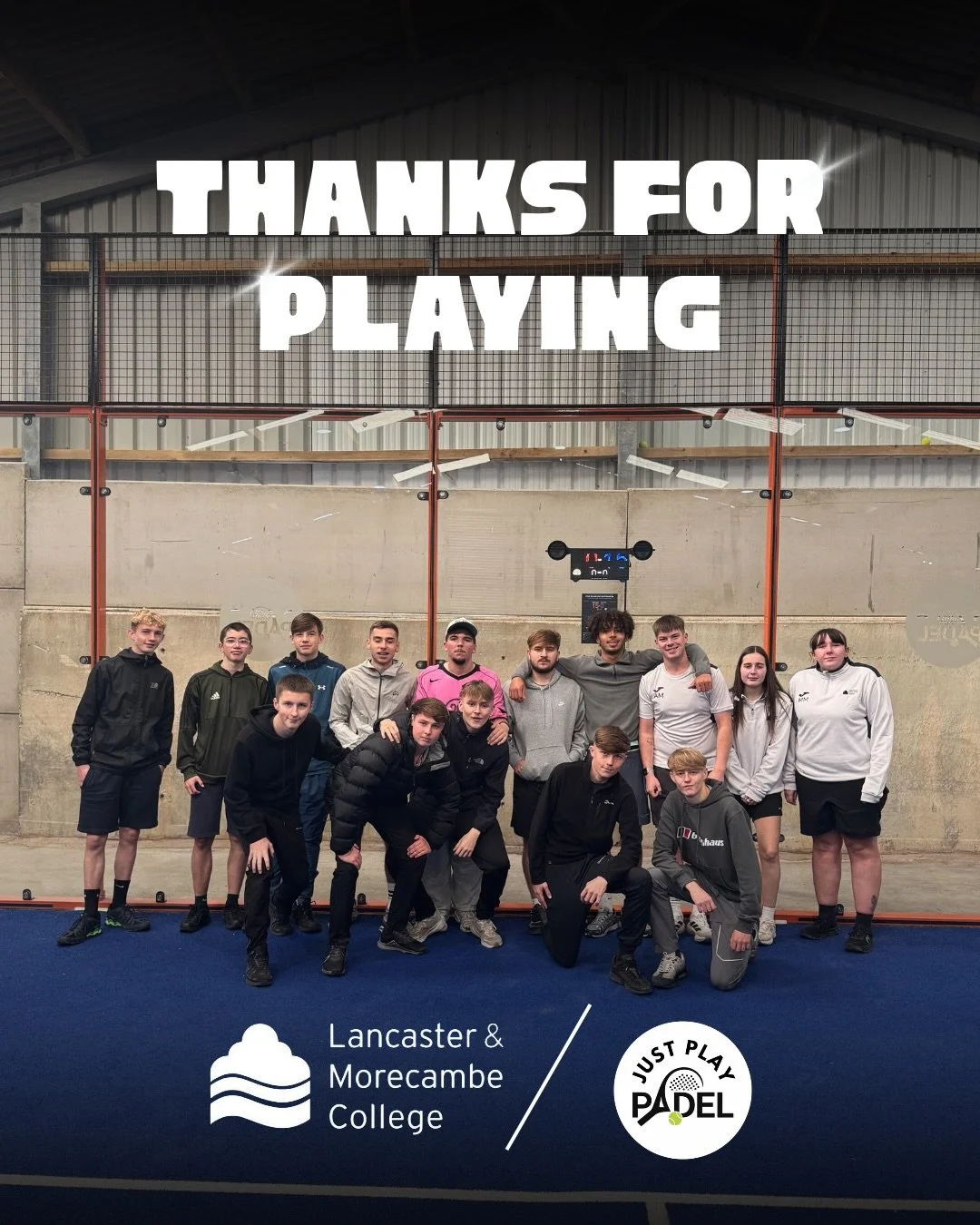 A GREAT MORNING ON COURT! 🎾🙌

A massive thank you to the students from Lancaster &amp; Morecambe College @lmcollege who joined us at Just Play Padel!

It was brilliant to welcome you all, introduce some new faces to the sport and see everyone getti