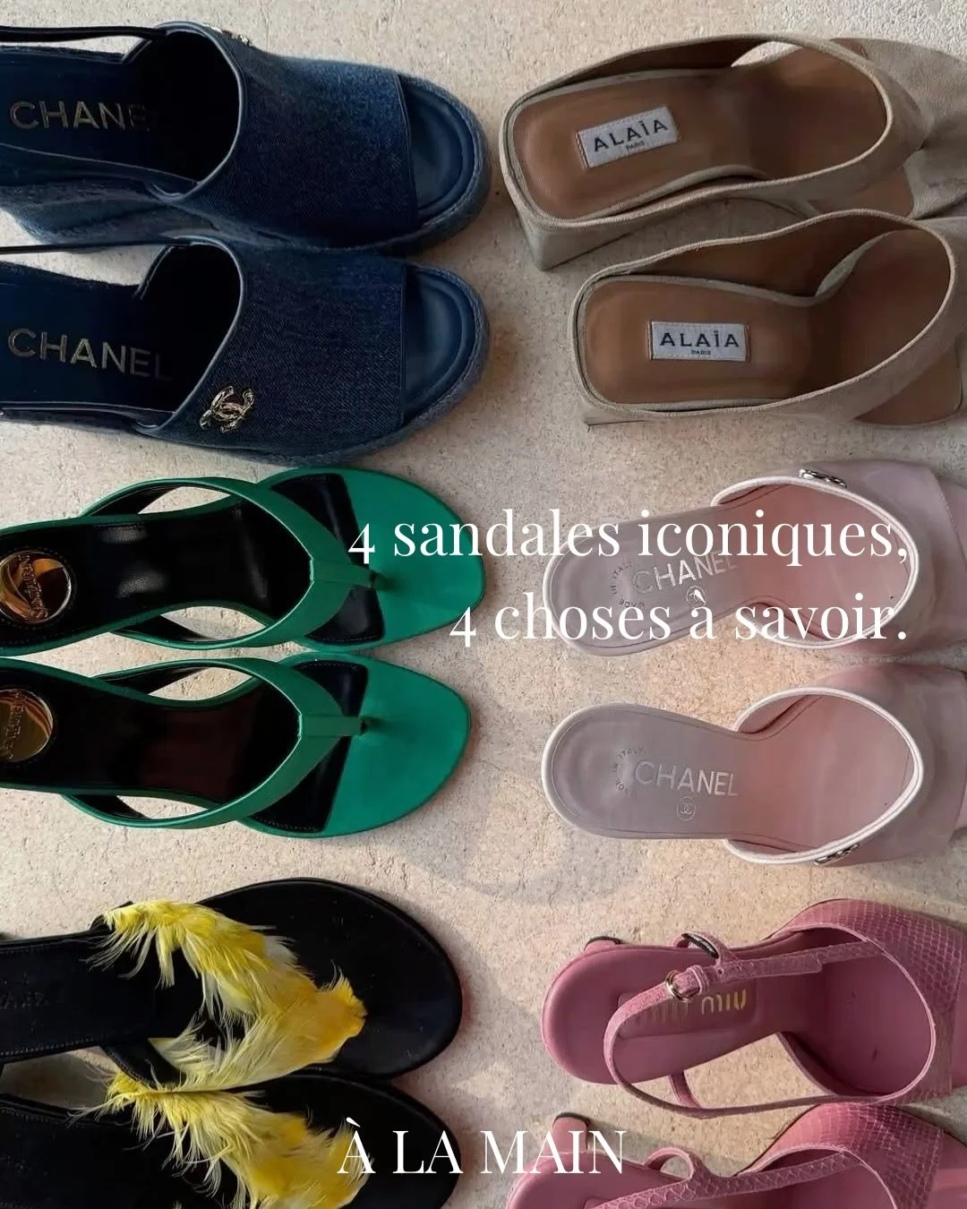 Oran, Slingback, Chypre, Miu Miu.
Ces sandales font partie des plus belles et des plus port&eacute;es. Mais chacune a ses fragilit&eacute;s. Et chacune m&eacute;rite qu&rsquo;on les connaisse avant l&rsquo;&eacute;t&eacute;.
Glissez pour d&eacute;cou