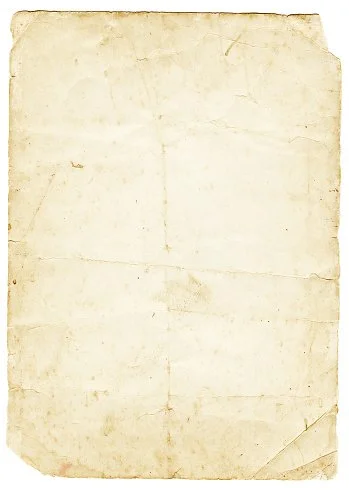 A blank, aged, and slightly torn piece of paper with a yellowed, stained surface.