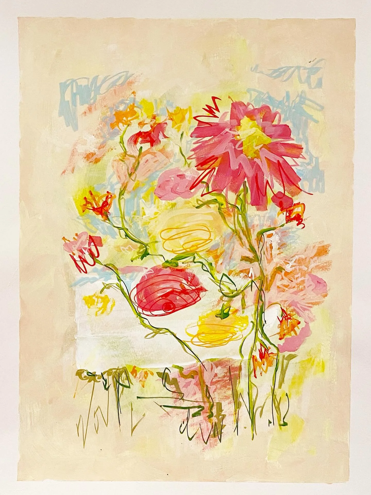 Pink Strawflowers x Sunset Ranunculus 

#art #artist #mixedmedia #acrylic #acrylicpainting #painting #painter #abstract #meadow #abstractlandscape #flowers 
#floral