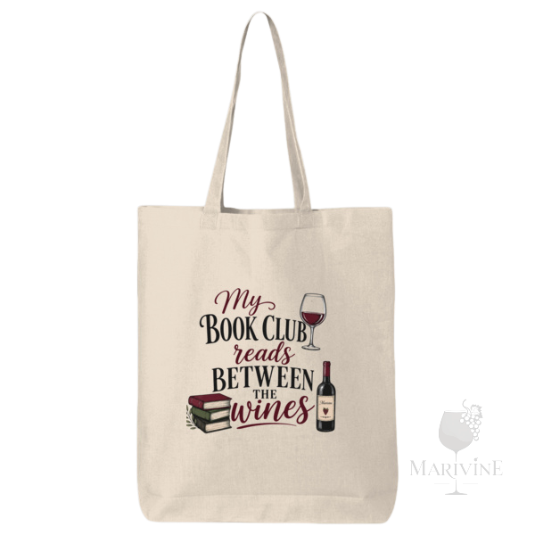 'Reads Between the Wines' Book Club Organic Canvas Tote