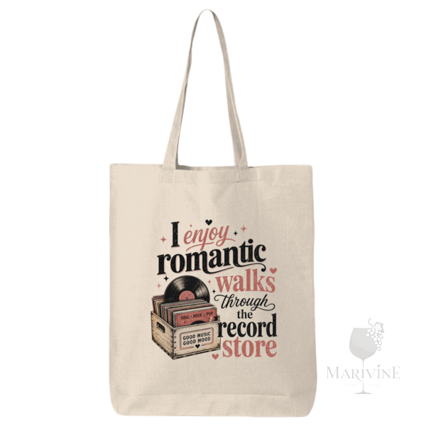 Romantic Walks Record Store Organic Canvas Tote