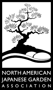 Logo of North American Japanese Garden Association featuring a stylized bonsai tree with a black background and white text.