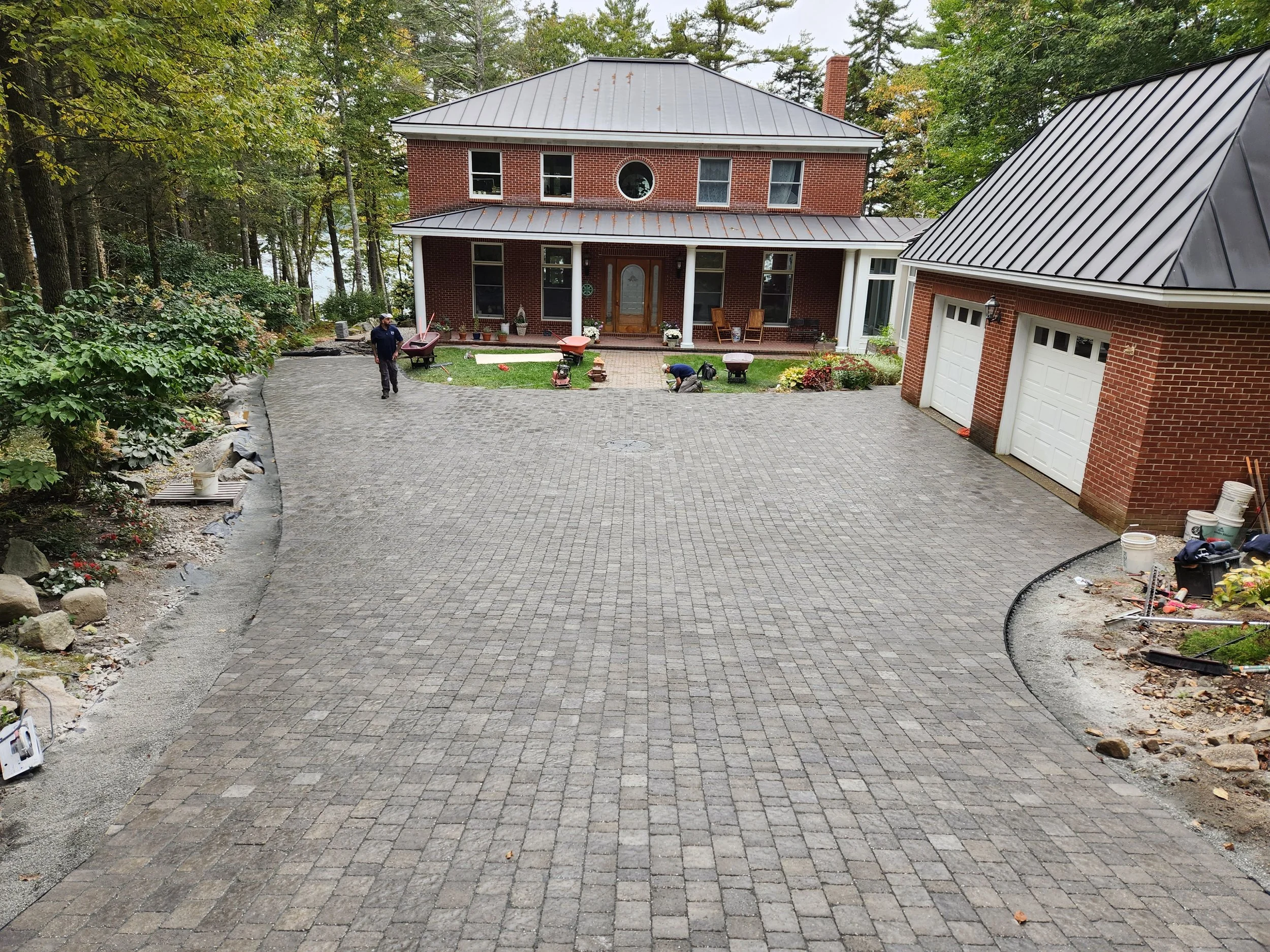 Paver driveway project in South Bristol, ME