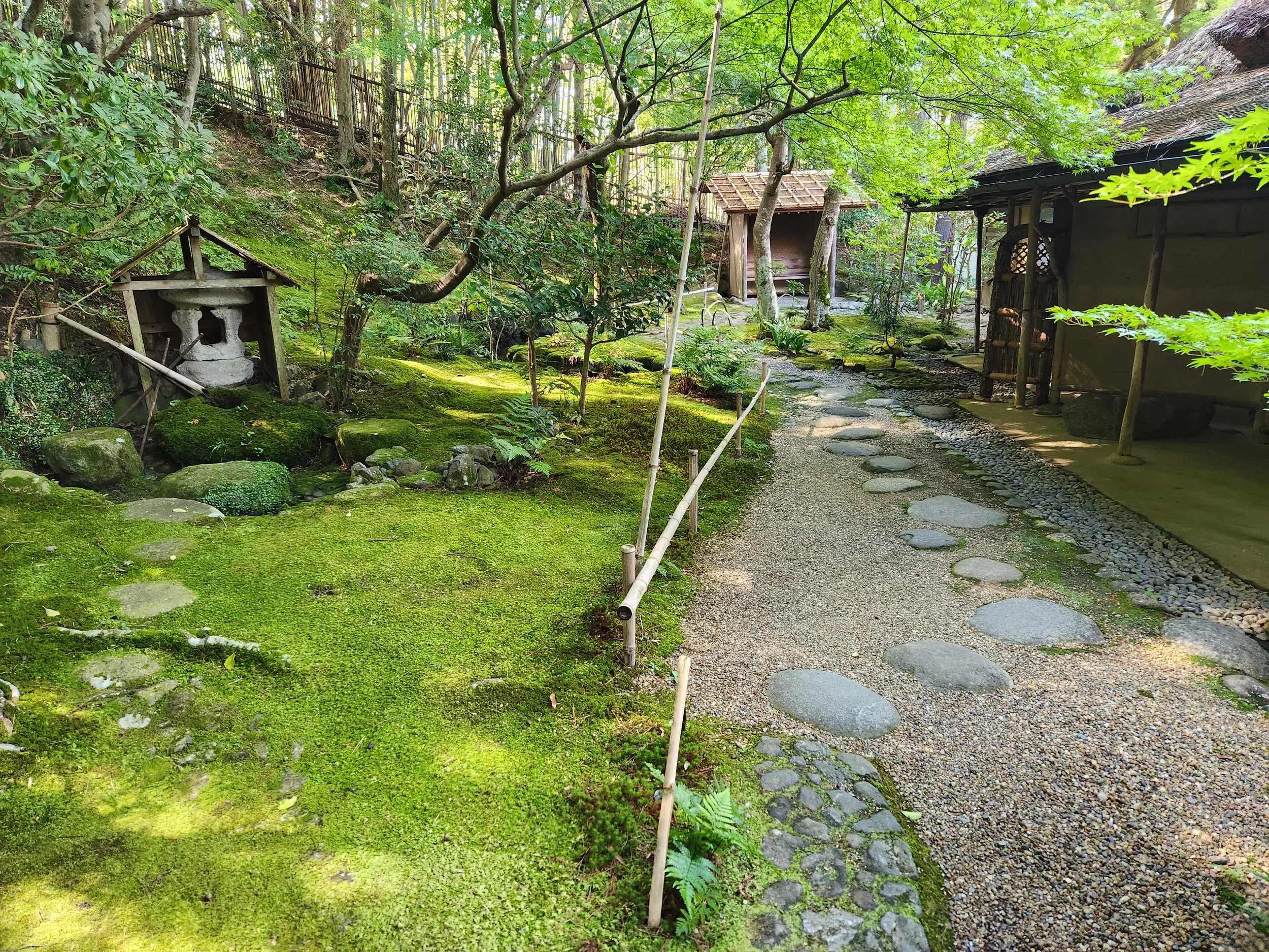 Tea gardens favor irregularly spaced stepping stone placement, designed to slow the walking pace and help the tea drinker transition to a more deliberate, mindful state.