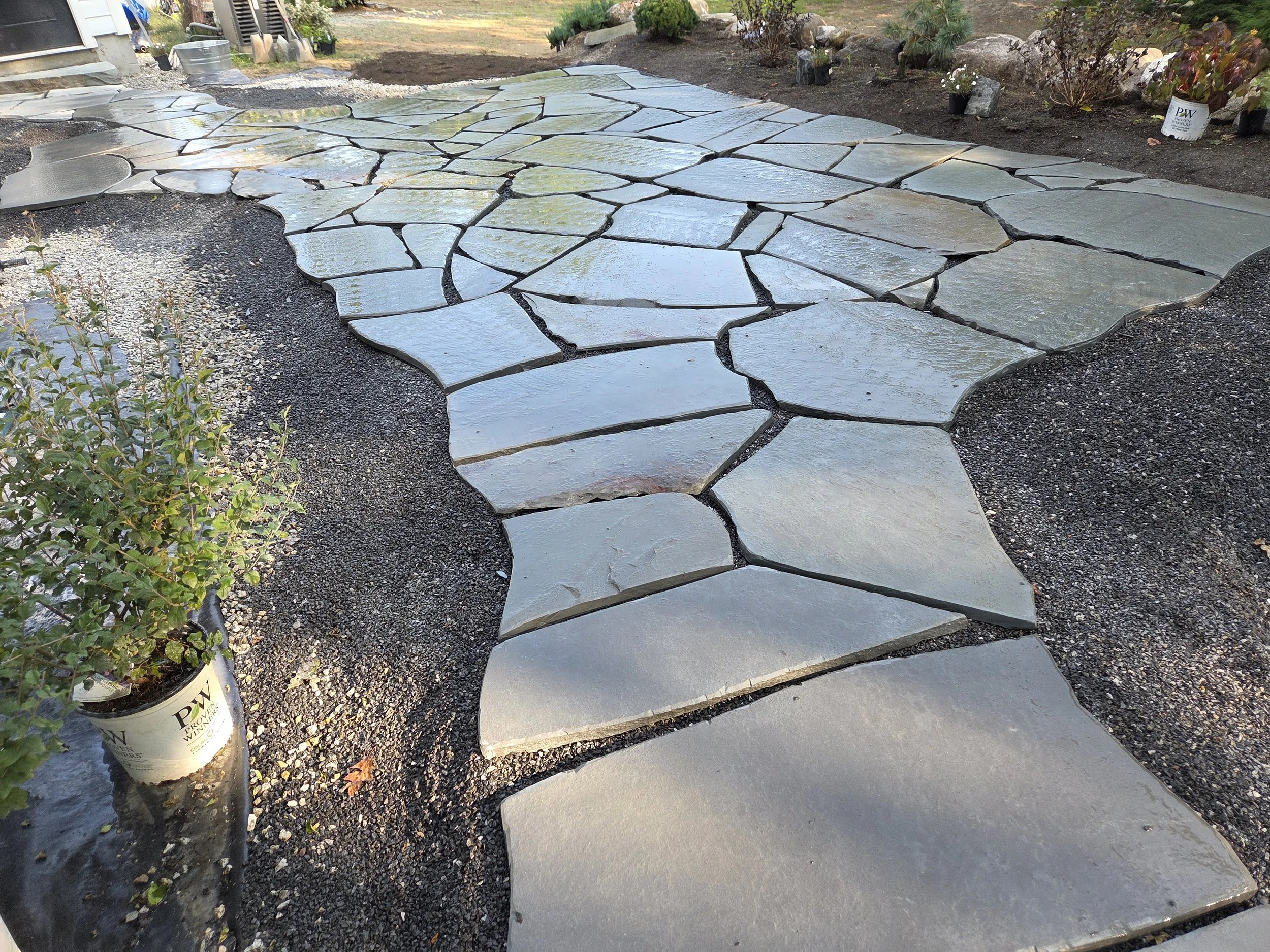 Bluestone flagging patio/walkway in Cumberland, ME