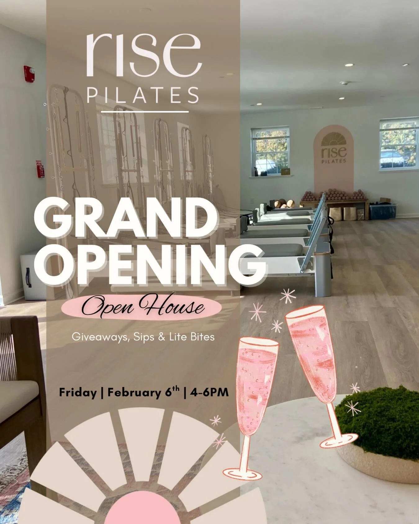 It&rsquo;s finally here! 🎉 We&rsquo;re so excited to invite you to our Grand Opening Party!

🗓 Friday, February 6th
⏰ 4:00&ndash;6:00 PM
📍 Rise Pilates &ndash; Wayne

Stop by to celebrate with us and enjoy food, drinks, giveaways, and a chance to 